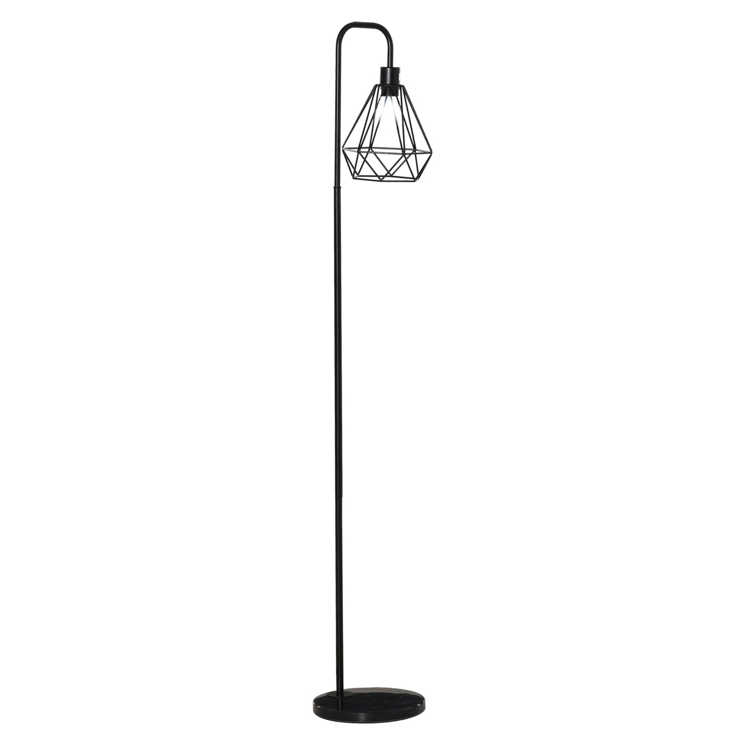 Golvlampa i industriell stil, E27 Sockel, Stål & Marmor, Svart