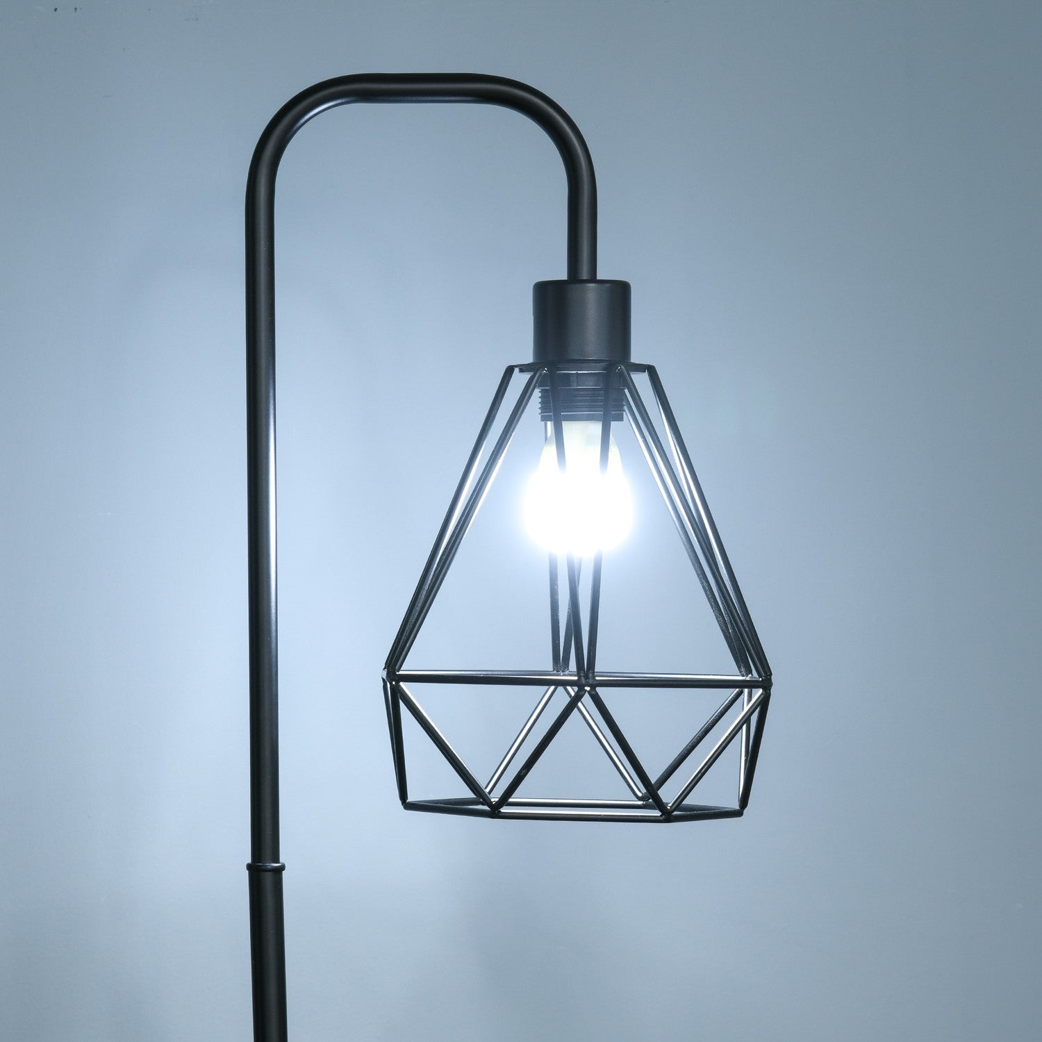 Golvlampa i industriell stil, E27 Sockel, Stål & Marmor, Svart