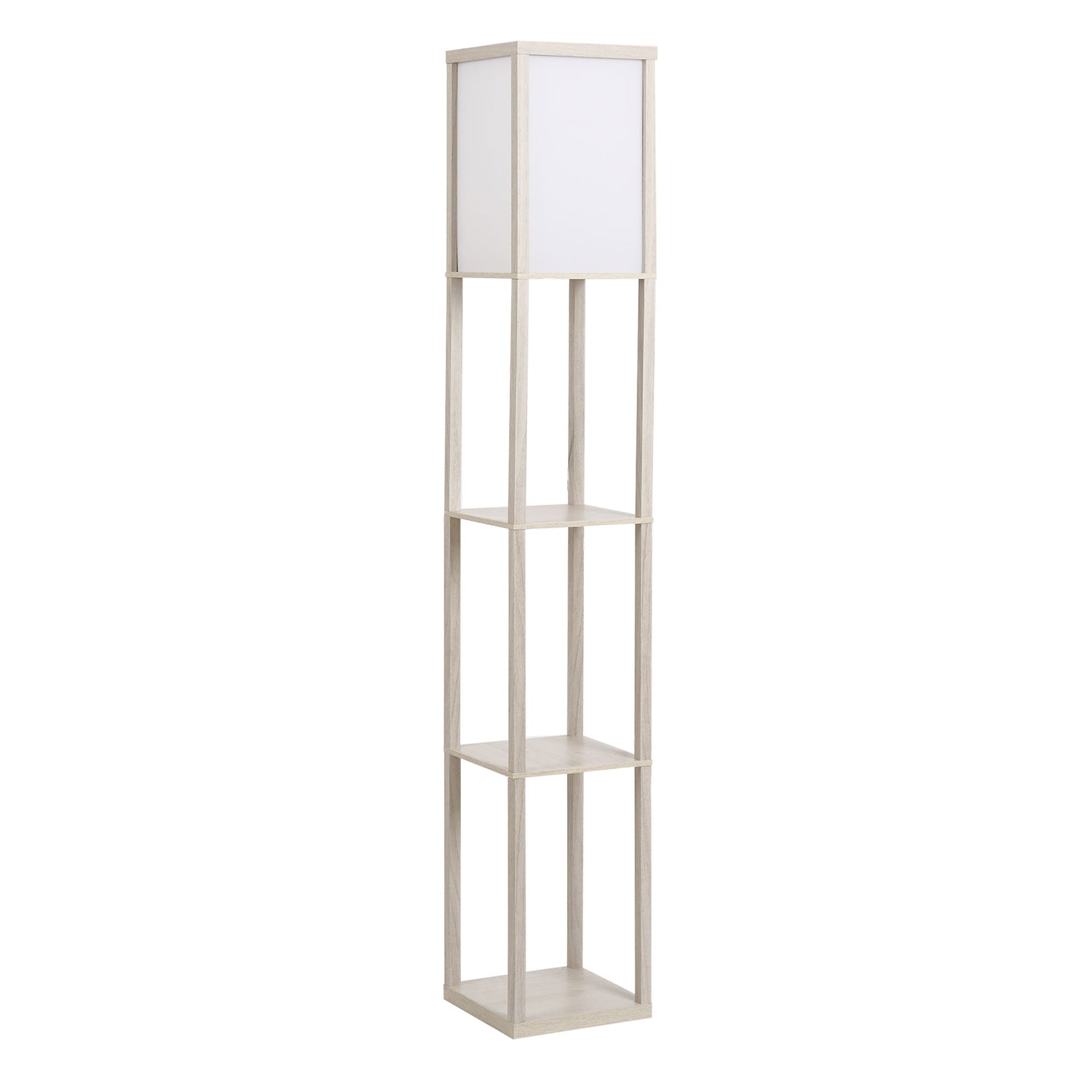 Golvlampa med hyllor – Ek och Vit, E27 40W, 160cm