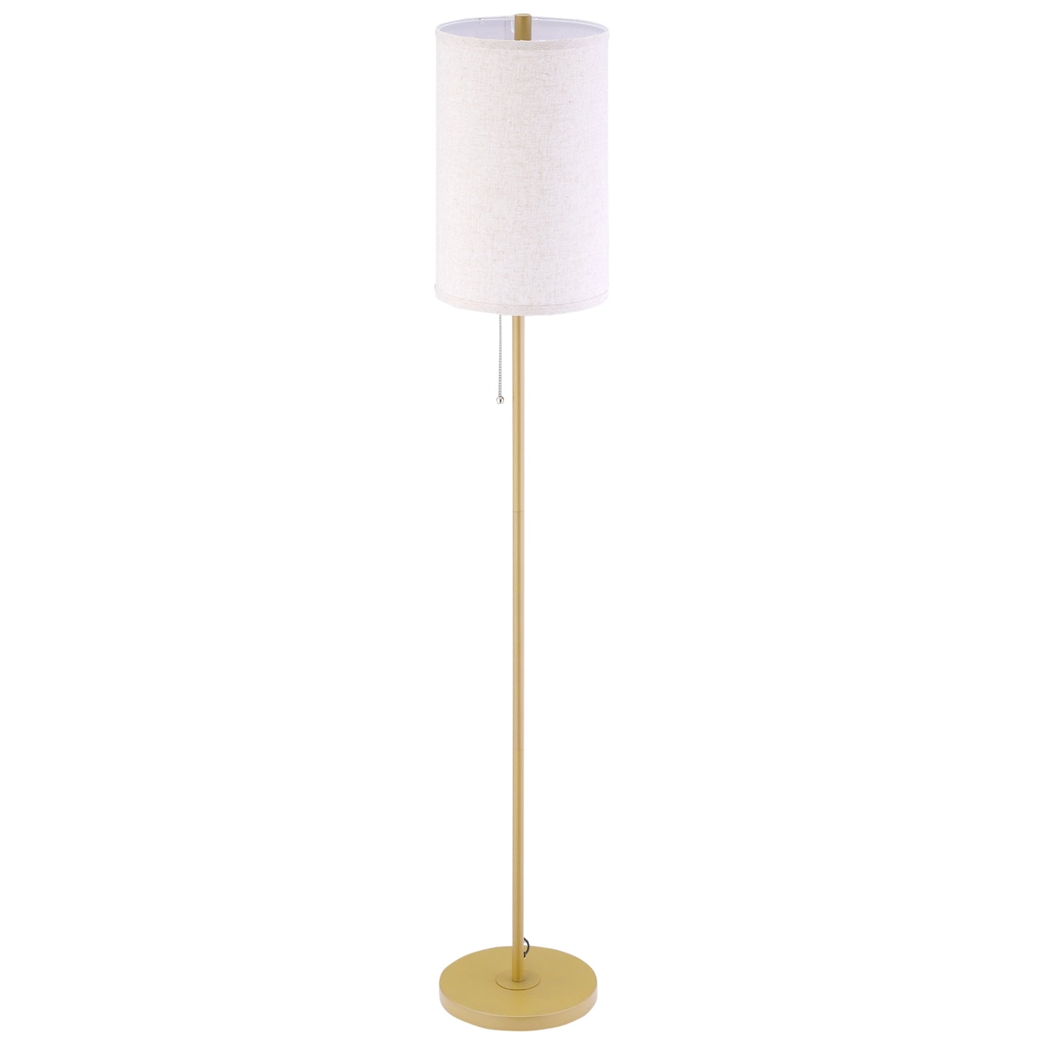 Golvlampa med linneskärm, dragkedja och stålstativ