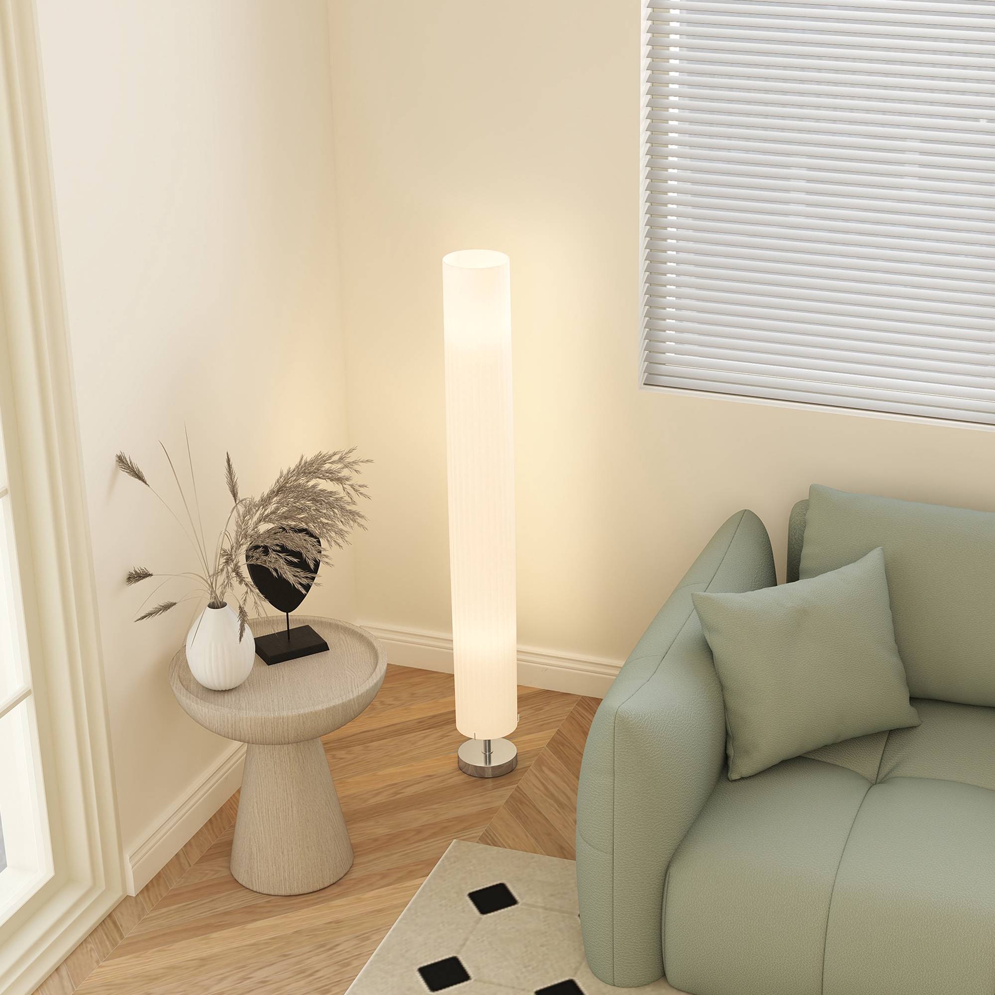 Golvlampa, rostfritt stål, E27-sockel, 120 cm