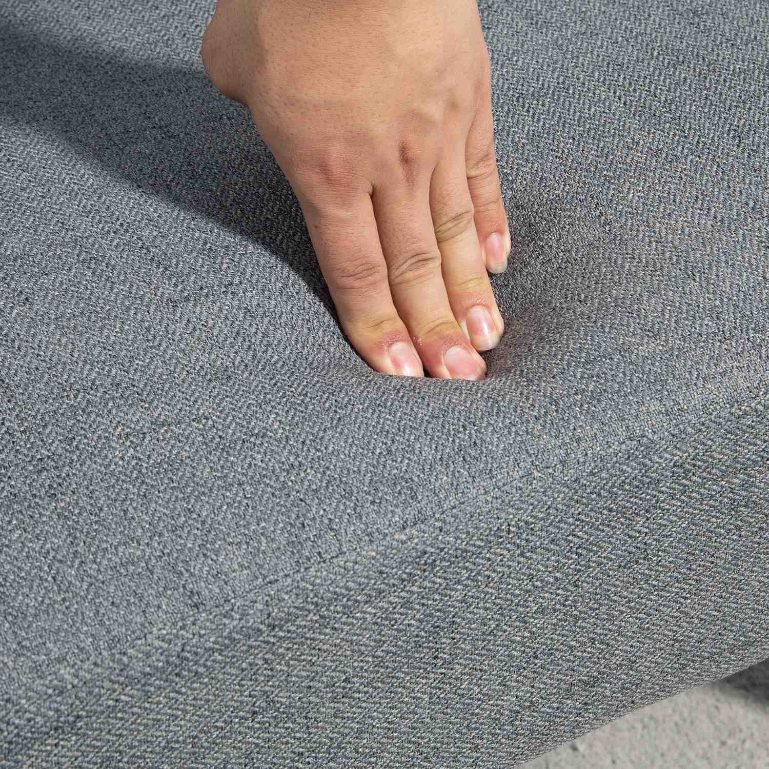 Grå 3-sits bäddsoffa, justerbar rygg, linnelook