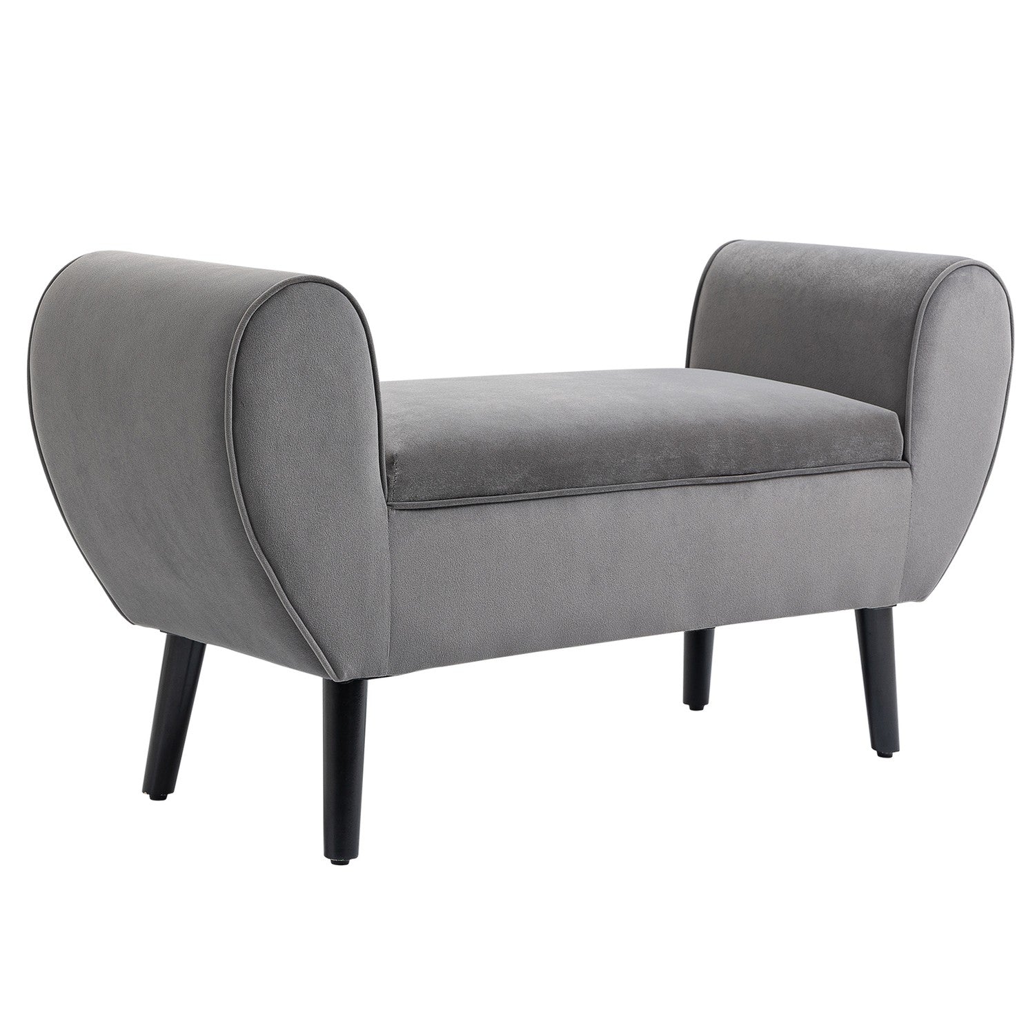 Grå Modern Förvaringsbänk – Sammet, 118x42x66 cm
