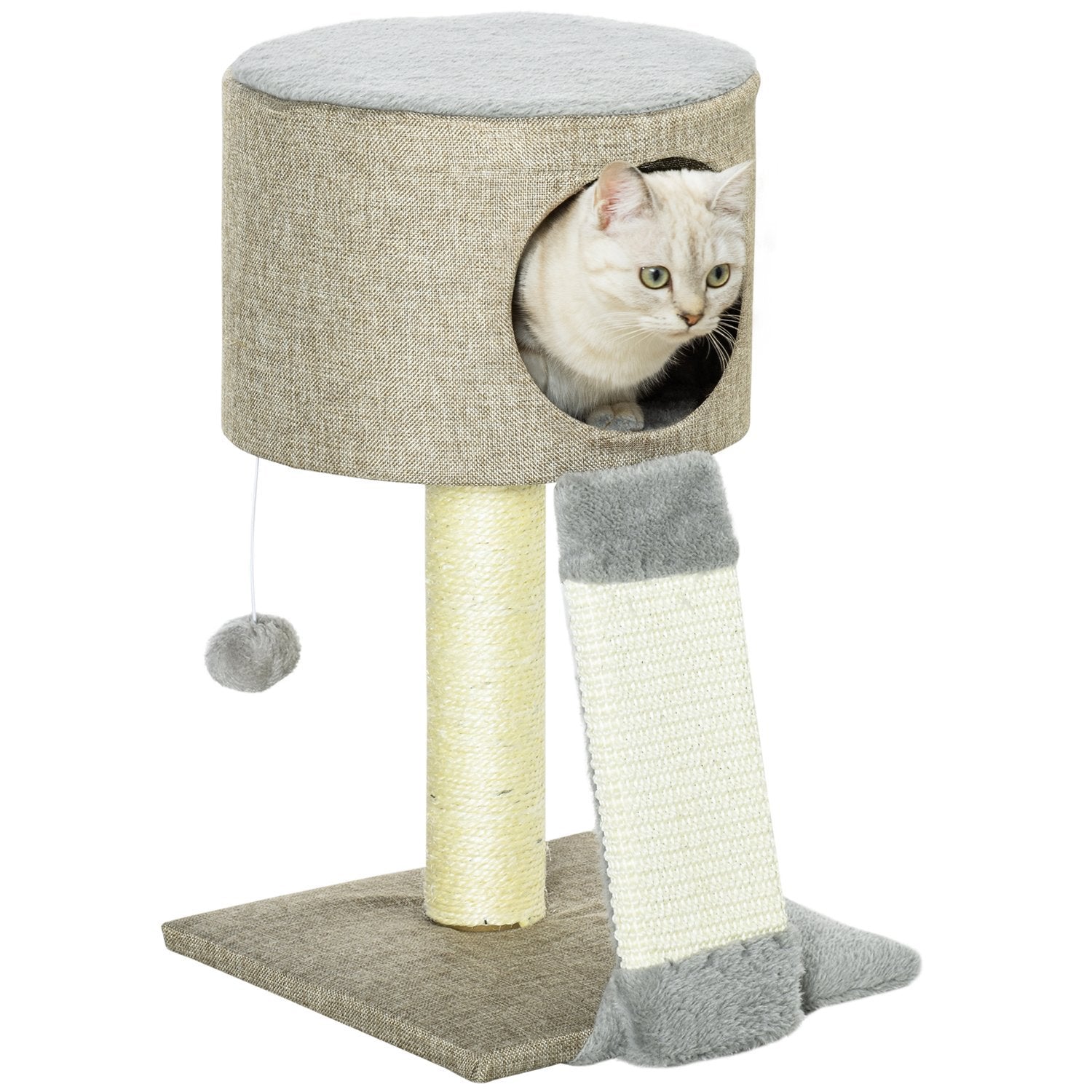 Cat Scratching Post Klätterträd Med Play Ball, Cat Box, Grå, 30X30X50Cm