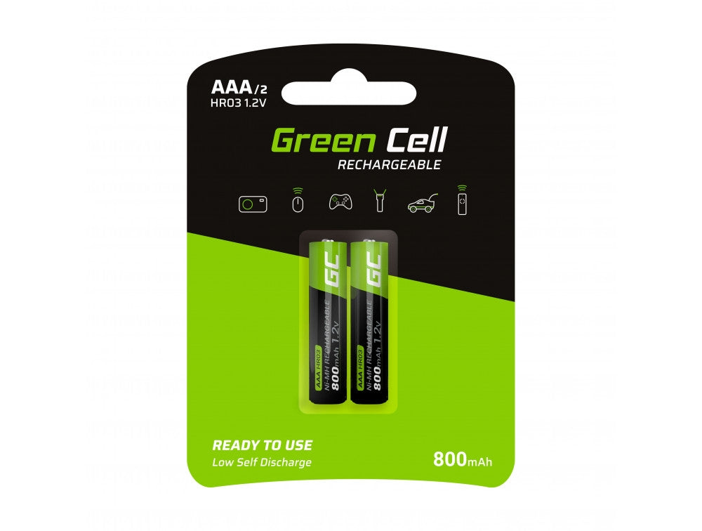 Green Cell Uppladdningsbara AAA-batterier 800mAh, 1,2V, 2-pack
