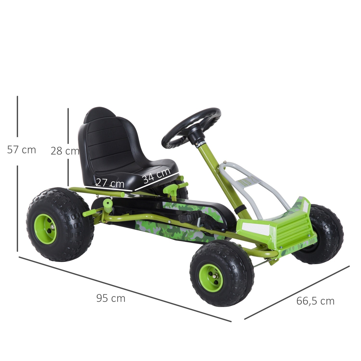 Green Pedal Go Kart för barn med justerbar sits och broms