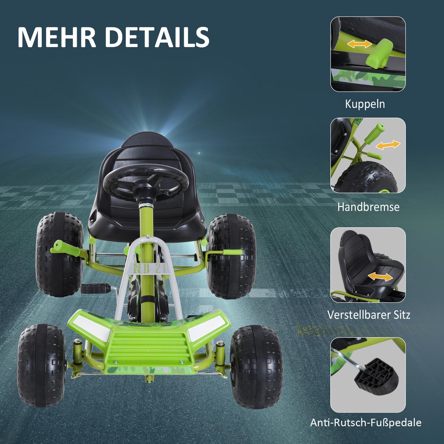 Green Pedal Go Kart för barn med justerbar sits och broms