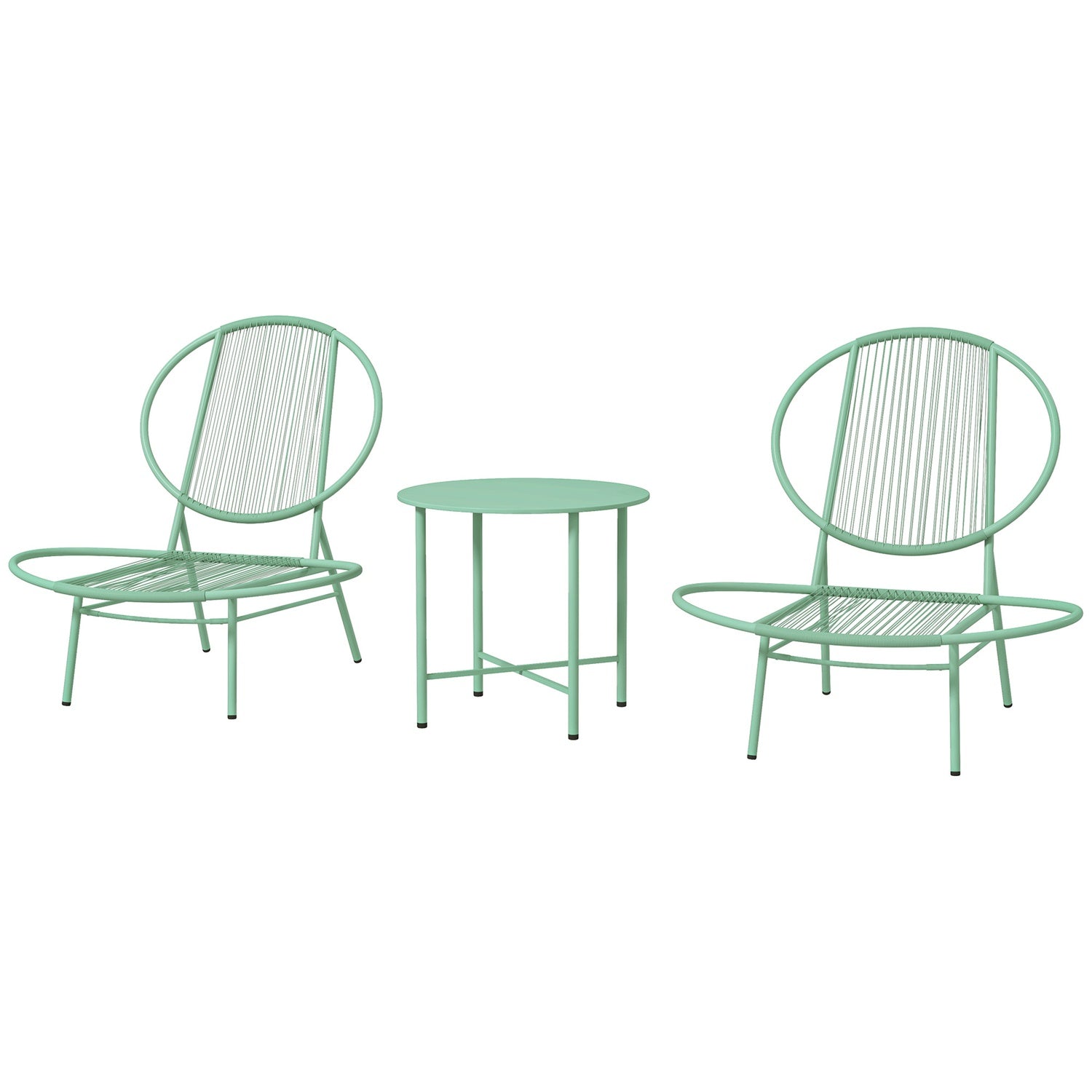 Green Steel Bistro Set – väderbeständiga, ergonomiska stolar