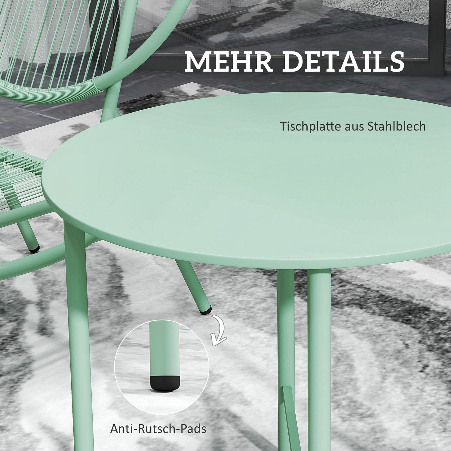 Green Steel Bistro Set – väderbeständiga, ergonomiska stolar