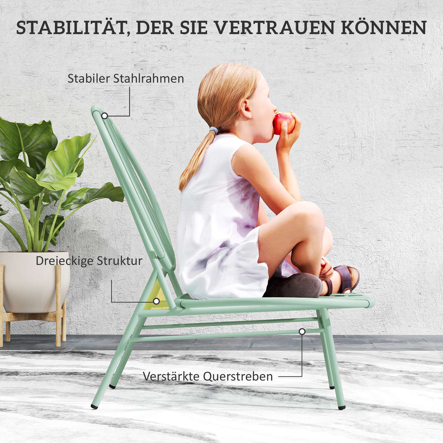 Green Steel Bistro Set – väderbeständiga, ergonomiska stolar