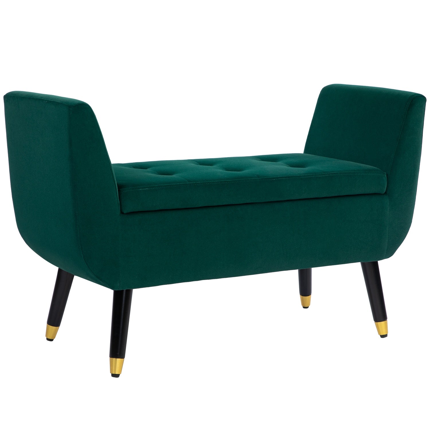Green Velvet Förvaringsbänk med armstöd – 107 x 42 x 65 cm