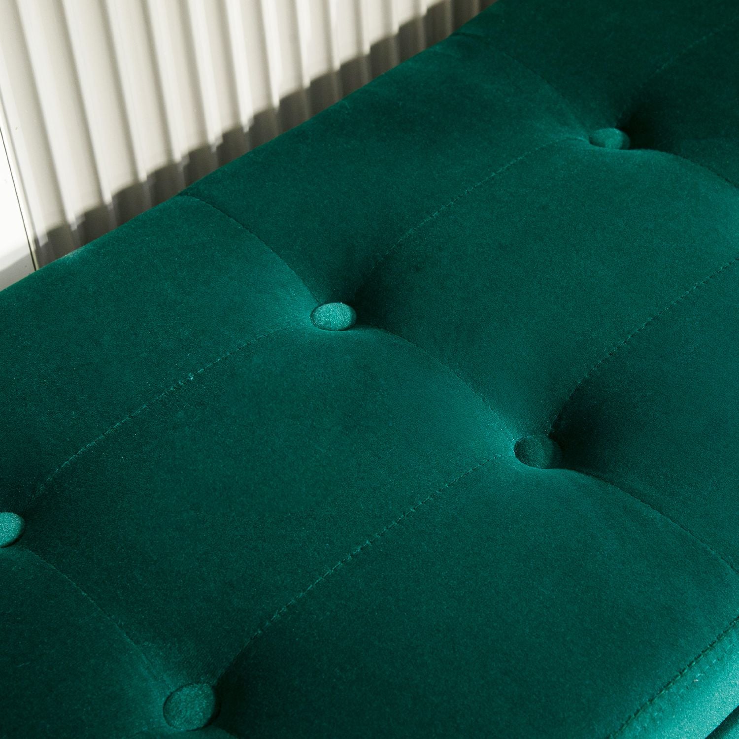 Green Velvet Förvaringsbänk med armstöd – 107 x 42 x 65 cm