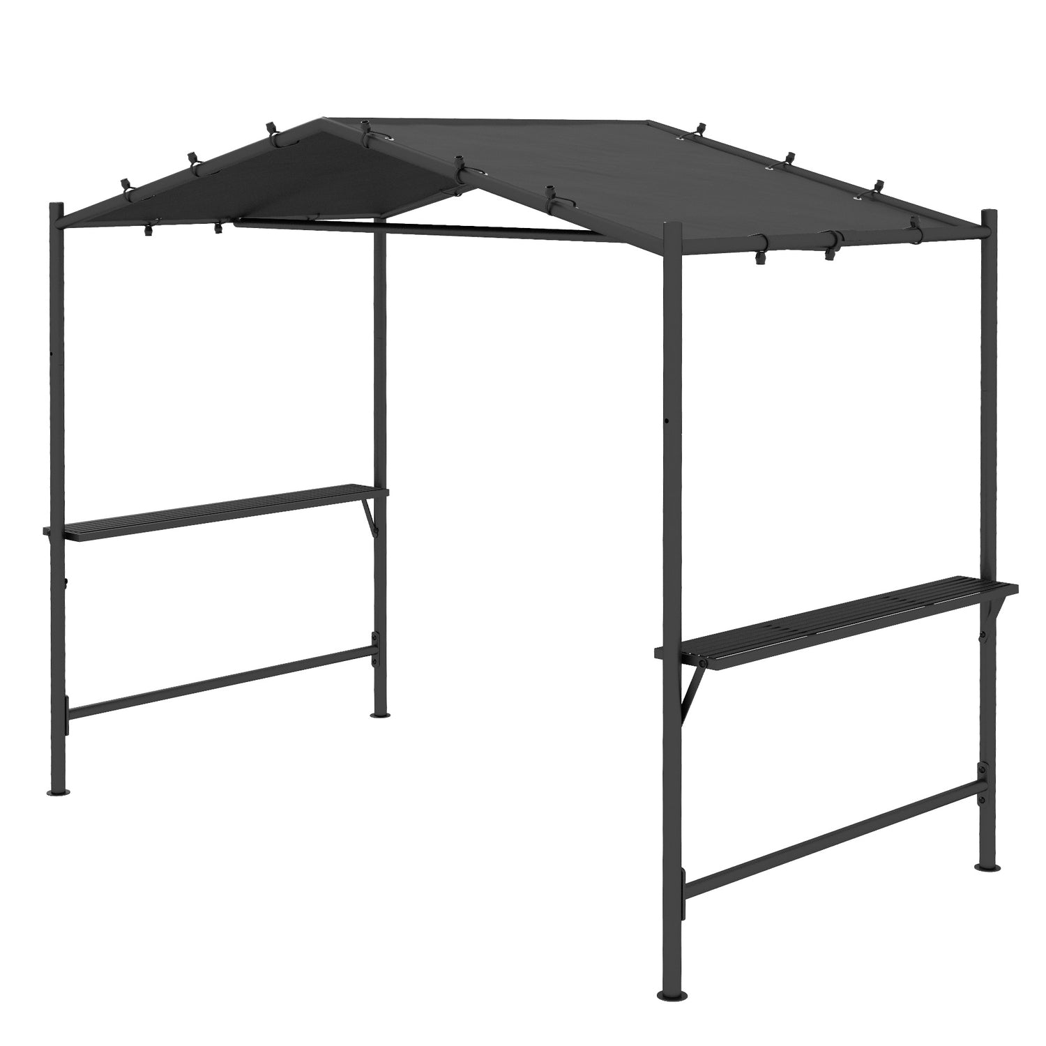 Väderbeständig grillpaviljong 3x1,5M med hyllor, stål