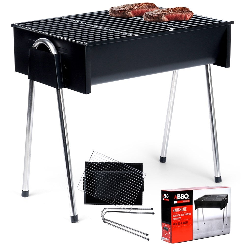 Grillkol med fyra ben, lätt att montera, avtagbart galler