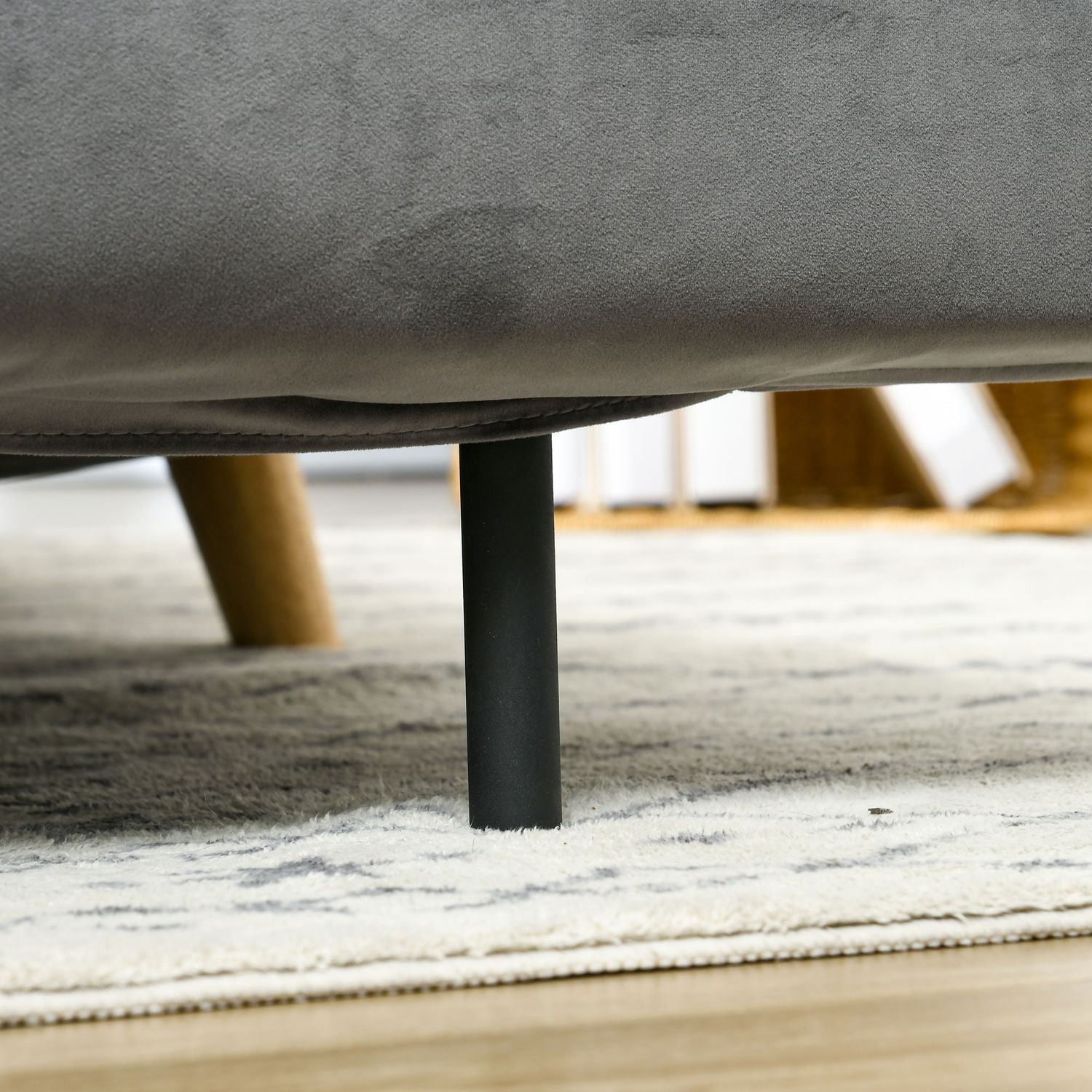 Grå sammet 2-sits bäddsoffa med justerbart ryggstöd