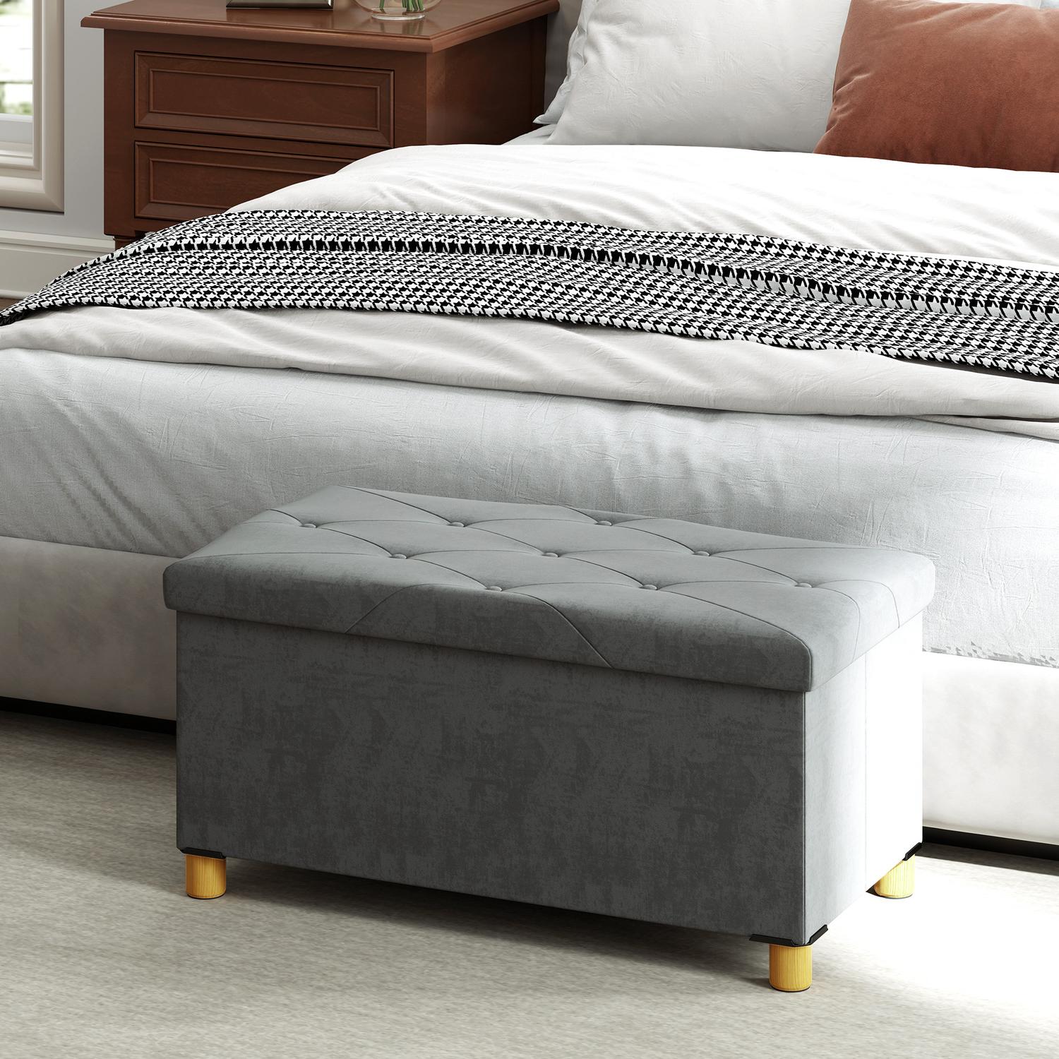 Grå sammet hopfällbar förvaringsbänk – hall & sovrum