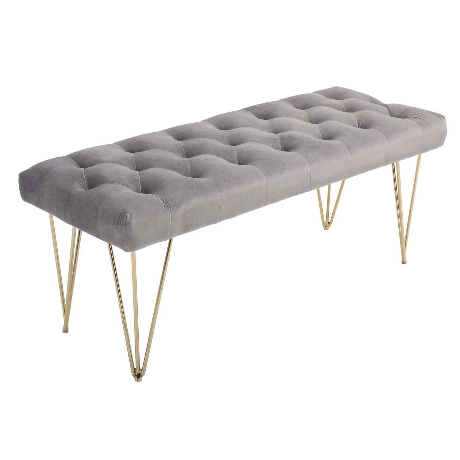 Grå sammetsskobänk – 116x44,5x49 cm, förvaring i entré