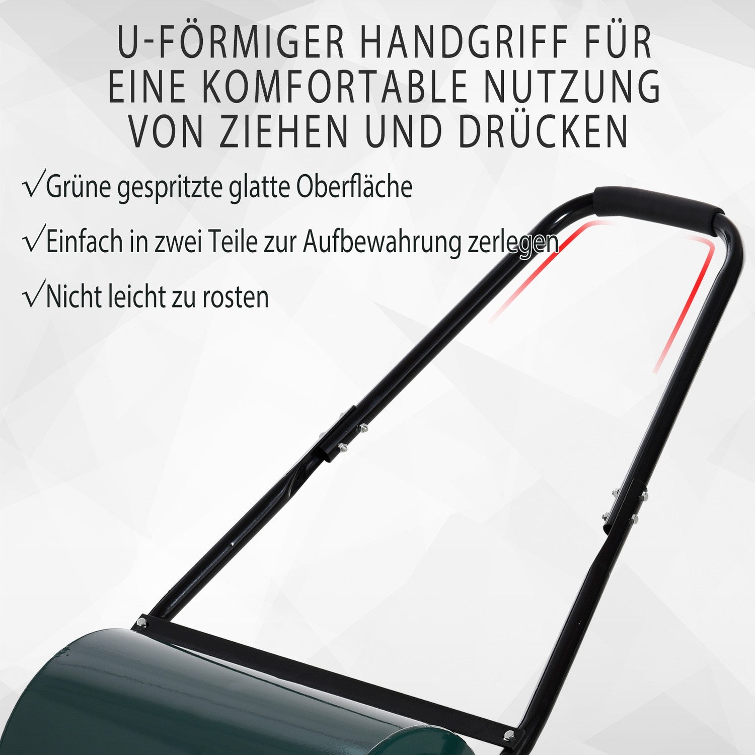 Gräsrulle med U-handtag, 31 cm diameter, metall, grön