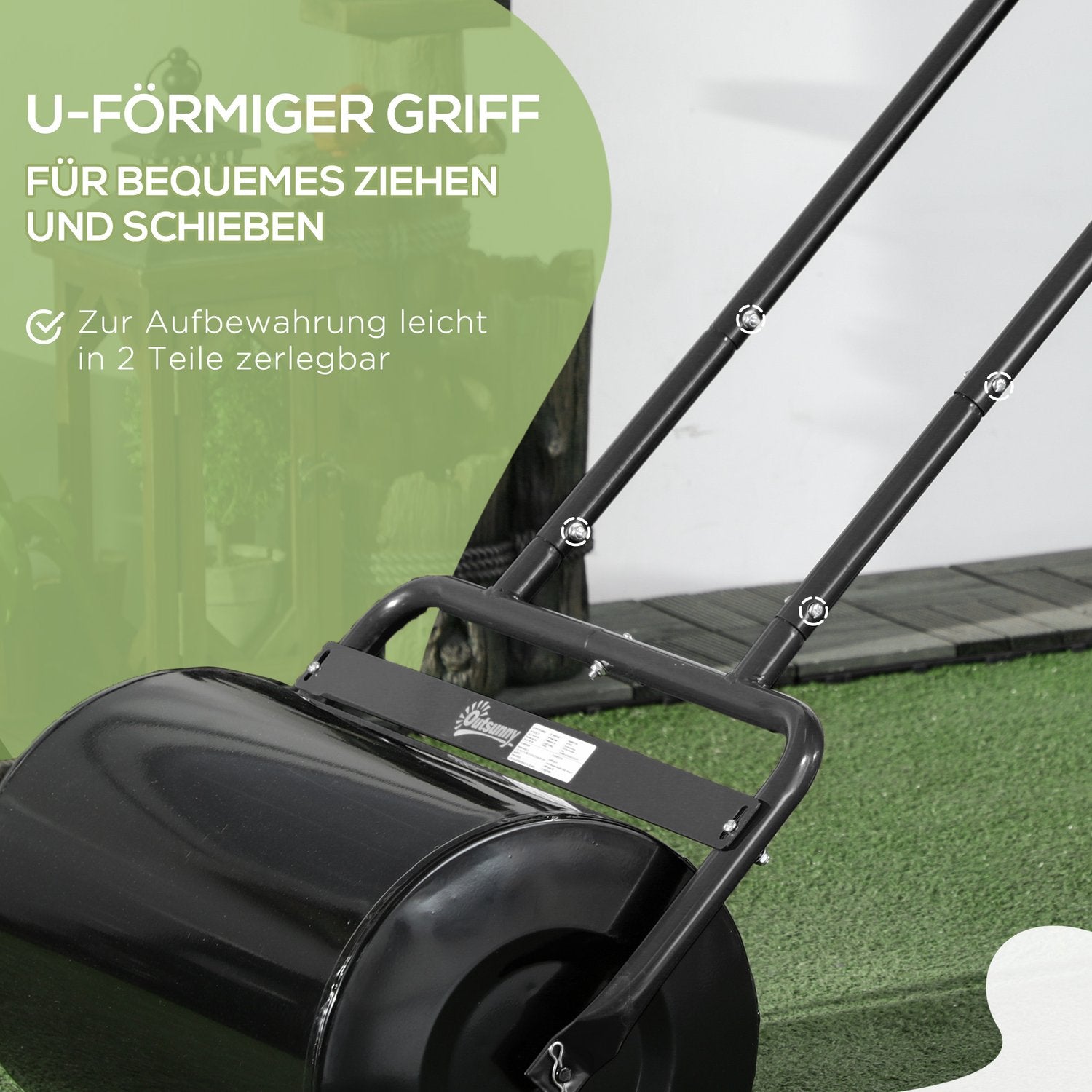 Gräsrulle med U-handtag, metall, 38L kapacitet