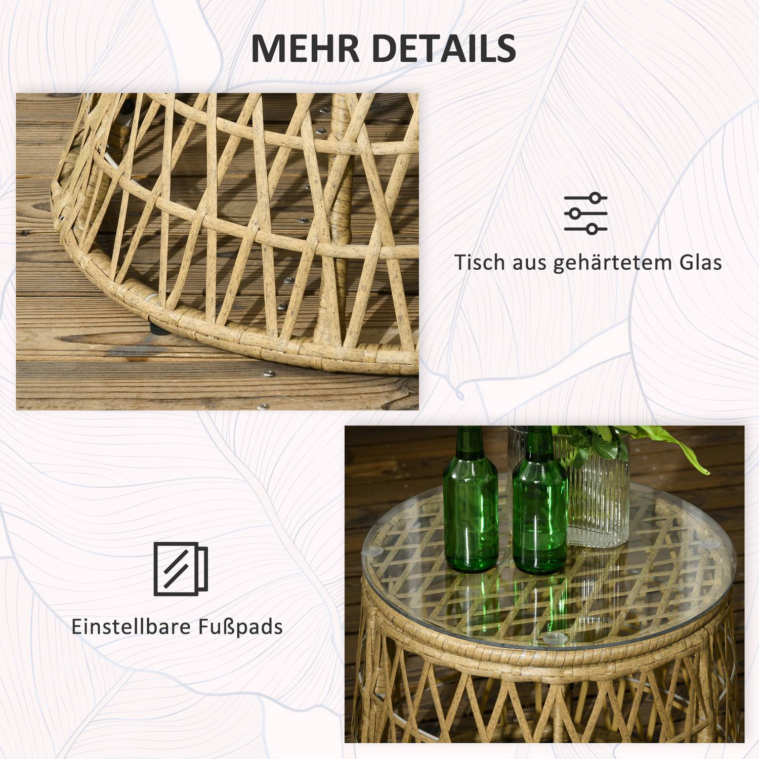 Gul 3-delad trädgårdsbistroset med kuddar