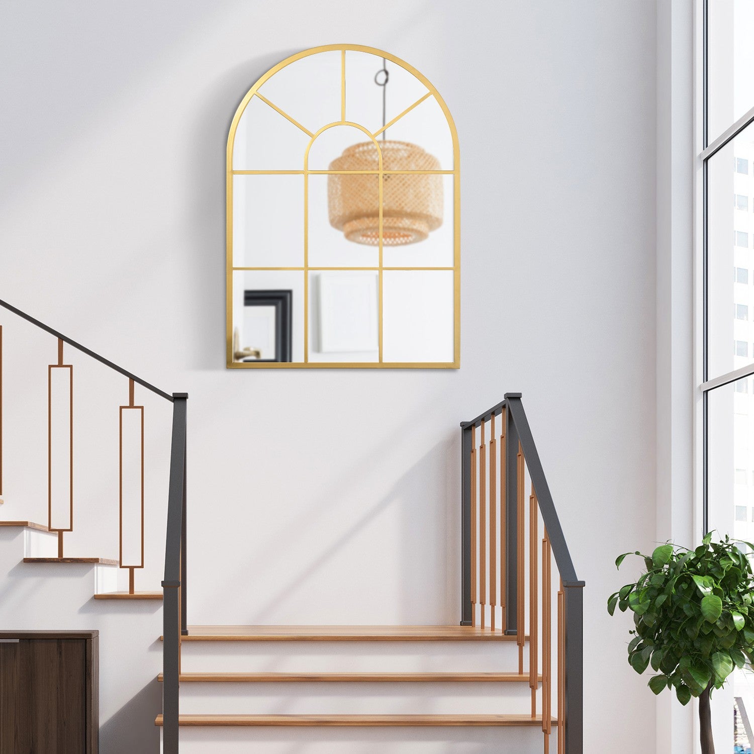 Guld hellängds väggspegel, 70x50cm, metallram