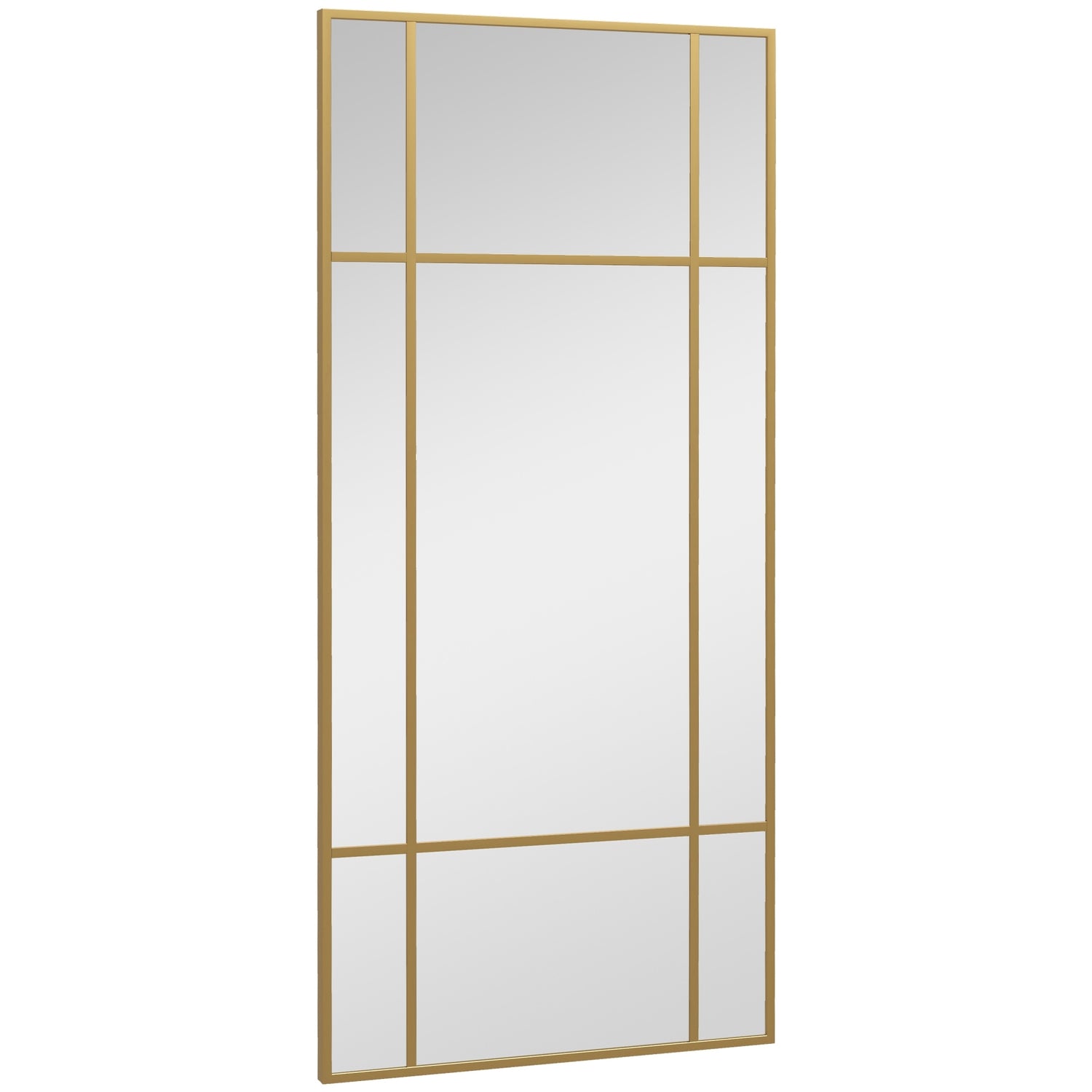 Guld rektangulär väggspegel, 110 x 50 cm metallram