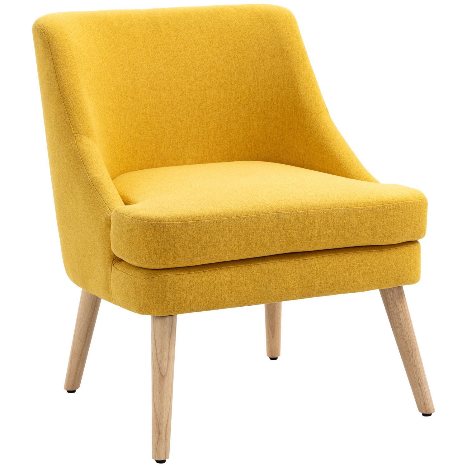 Gul stoppad matstol med armstöd – Linen Touch