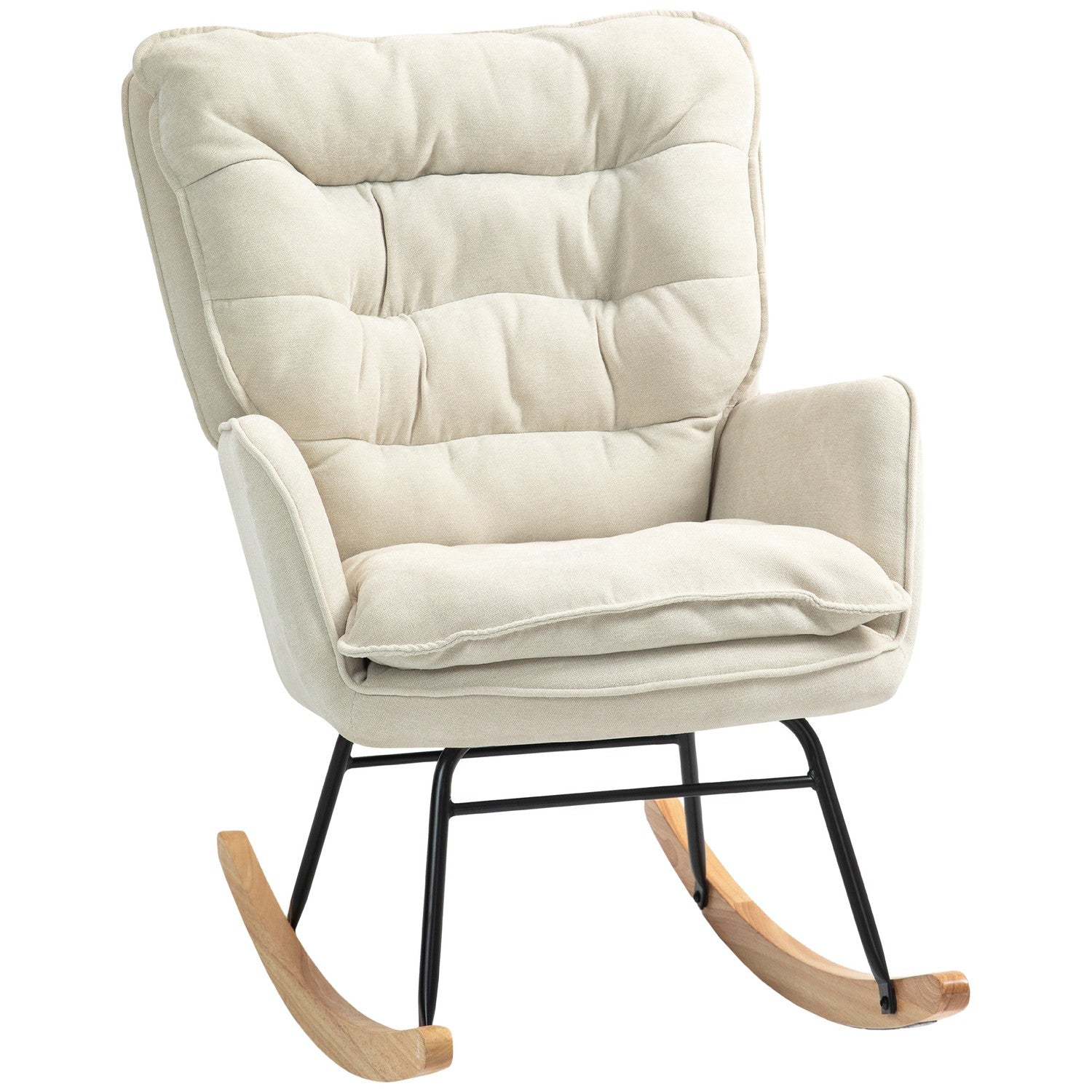 Beige Chenille-Look gungstol, 120 kg Kapacitet, för sovrum