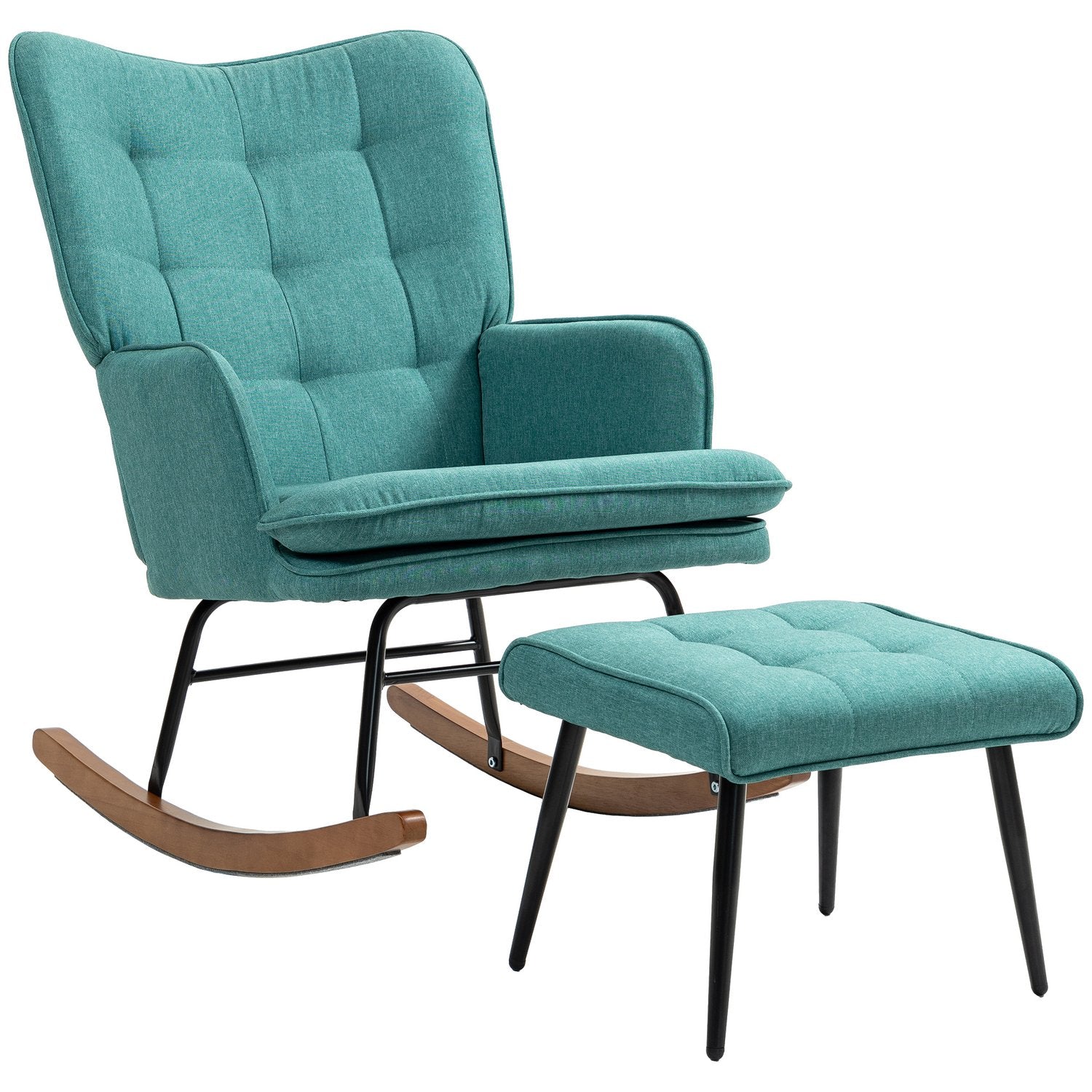 Gungstol i linne-look med pall, stöder upp till 130 kg