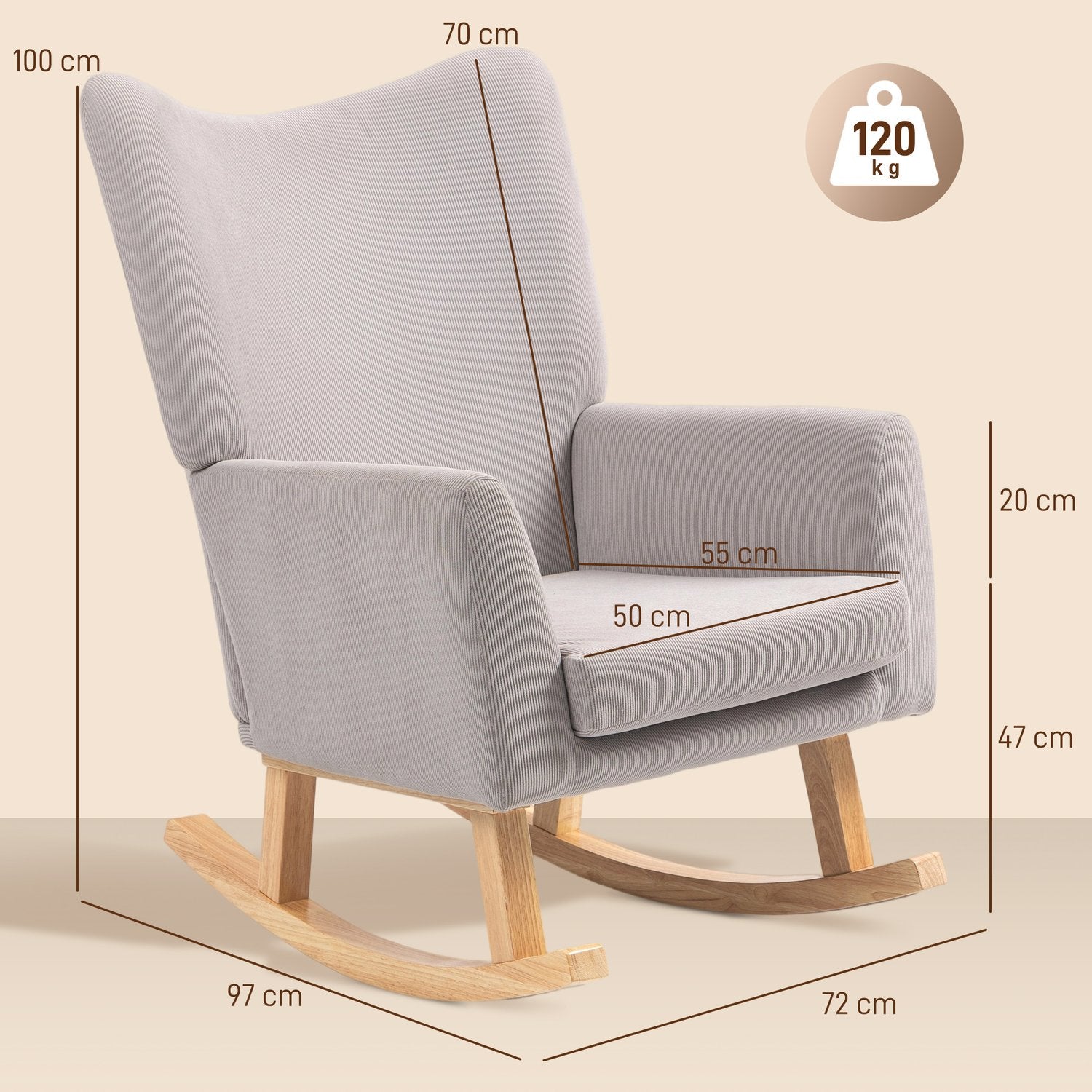 Gungstol, retrodesign, manchester, gummiträ, ljusgrå