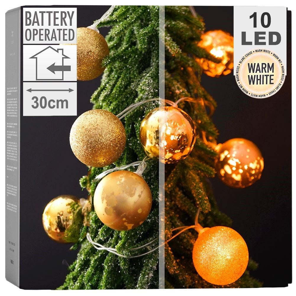 Gyllene LED-julgranskulor för festlig atmosfär