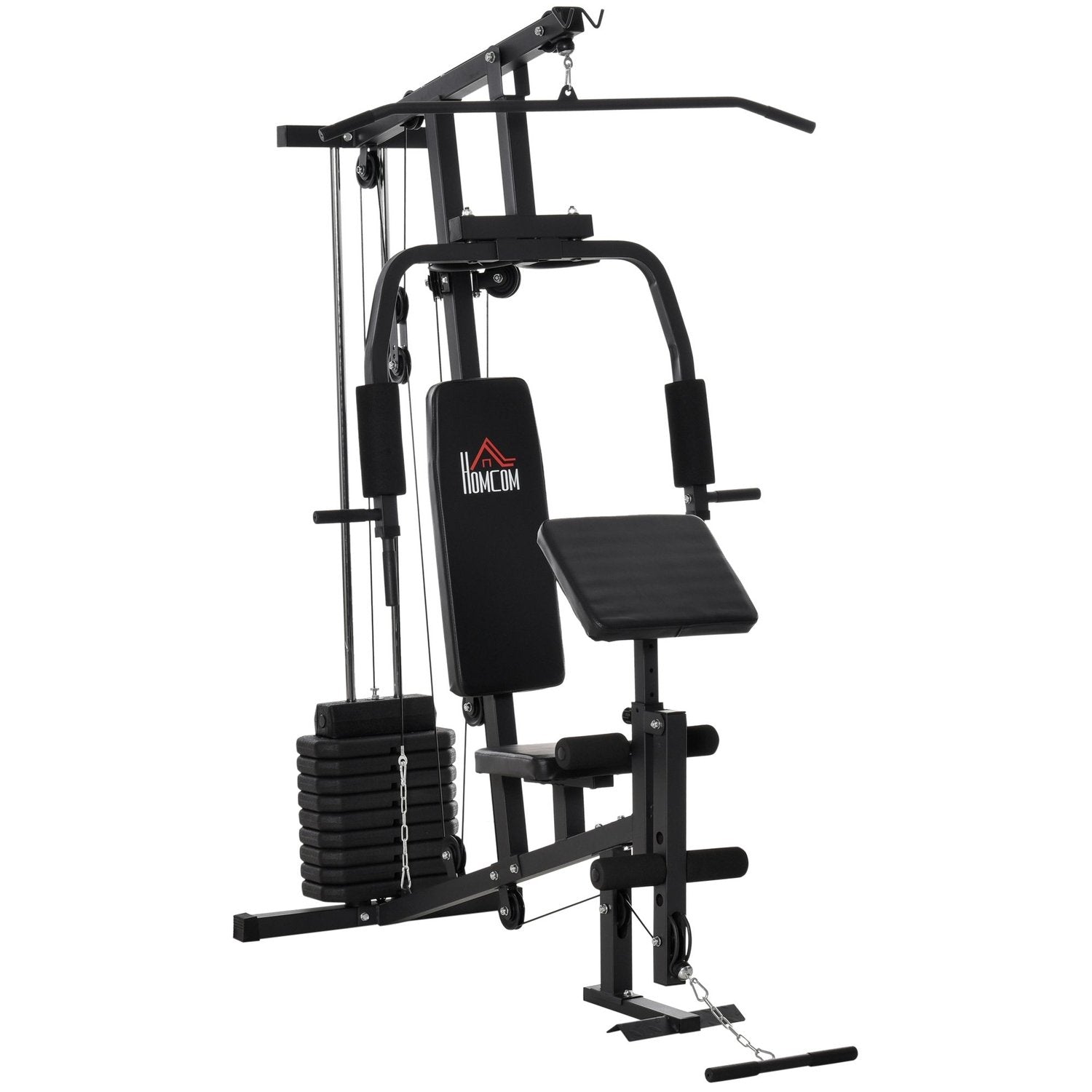 Treningsstudio Multigym Treningsutstyr Treningsstasjon Treningssenter Inkludert vekter med rullepolstring Stål Kunstskinn Svart 148 X 108 X 207 cm