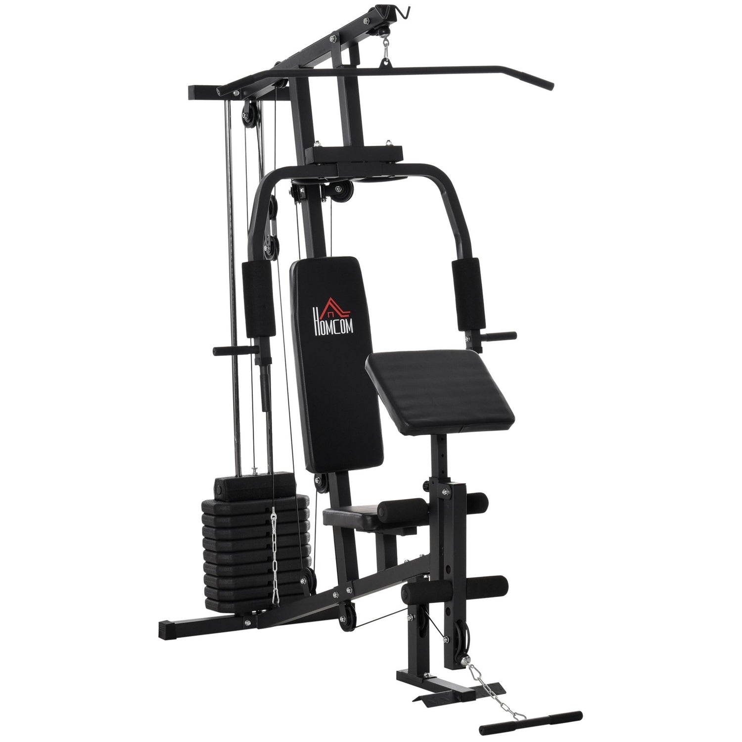 Multi-Gym Fitness Station med vikter och stoppning, svart