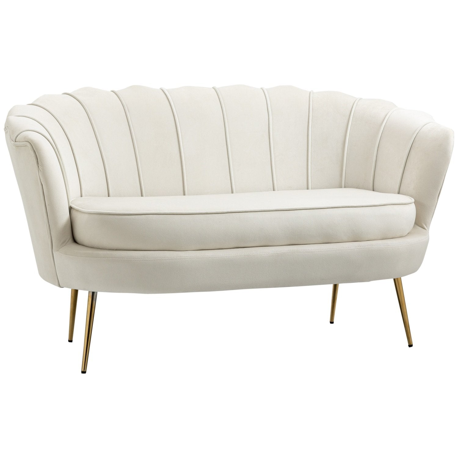 2-seters sofa Sofa Polstret sofa Loveseat Armlen Fløyel Opp til 150 Kg Stue Soverom Creme 130X77X77Cm