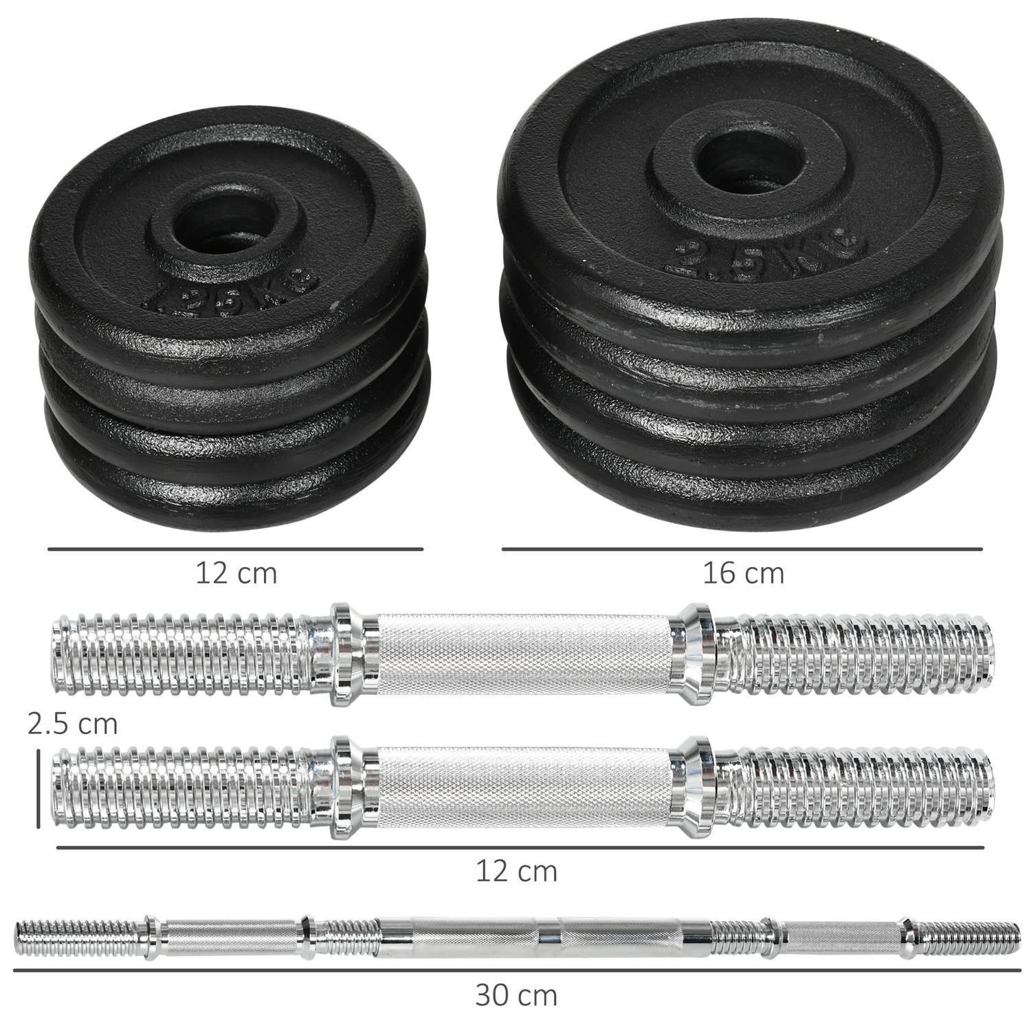 2 I 1 Hantelset, Justerbart Hantelset, 20 Kg, Hantel Och Skivstång Med Kopplingsrör, Rostsäker, Halkskydd