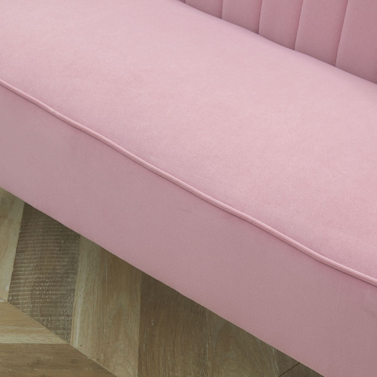 2-Sits Tygsoffa, Stoppad Soffa, Dubbelsoffa, Sittmöbler, Loungesoffa, Trä, Skum, Sammetsliknande Polyester, Rosa, 117 X 56,5 X 77 Cm