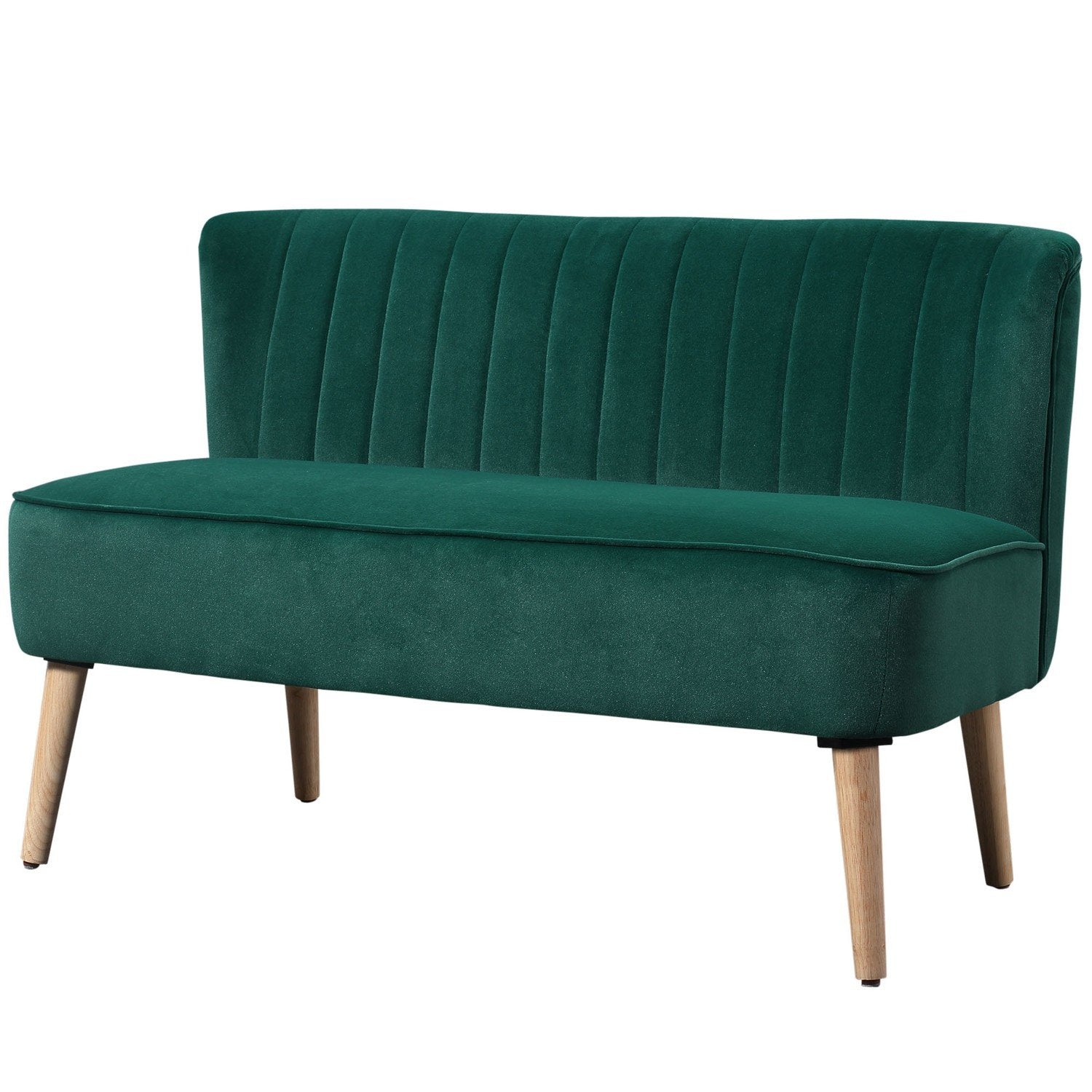 2-seters loungesofa 2-seters sofa Trefløyelslignende polyesterskum Mørkegrønn 117 X 56,5 X 77 Cm