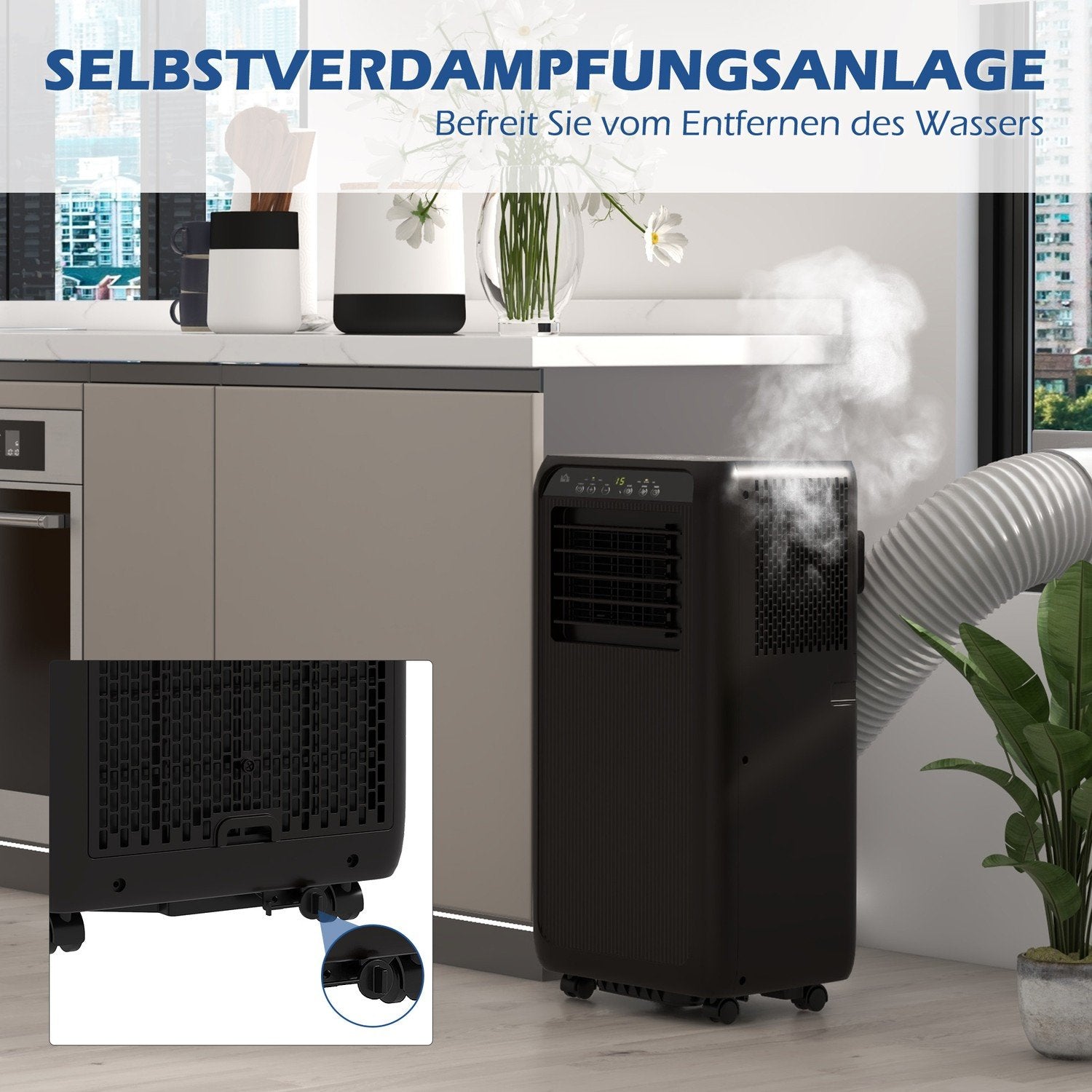 Luftkonditionering Mobil 3In1 Kylning Ventilation Avfuktning 9000Btu Led Fjärrkontroll Timer Svart