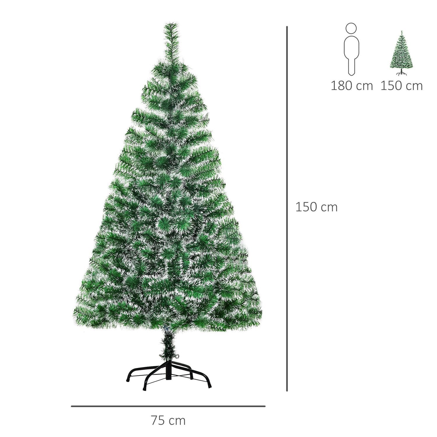 Kunstig juletre 1,5 M juletre 416 grener Metal Base Pet Green