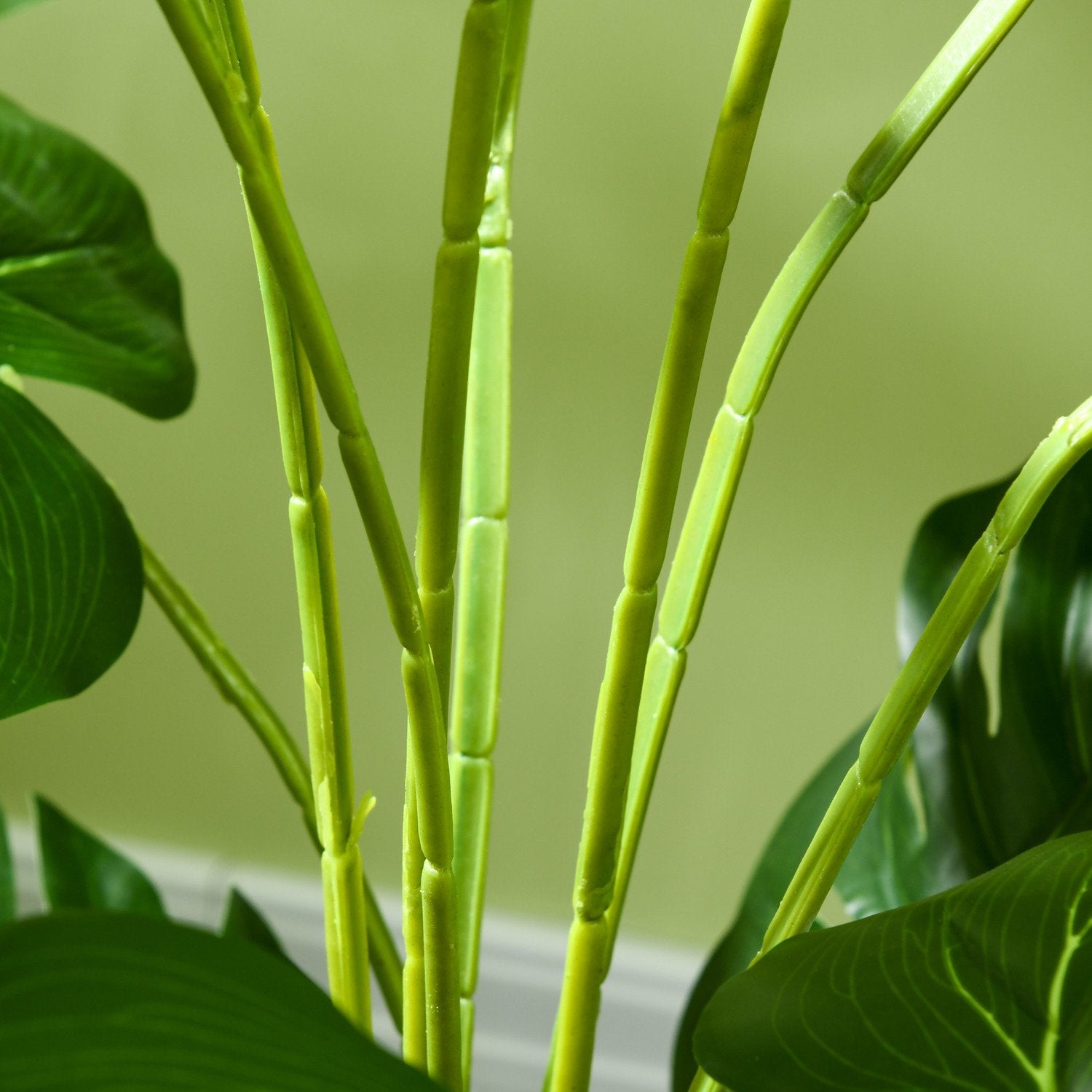 Kunstig Monstera 120 cm kunstig plante med planting og pe-mose, bedragerisk ekte, til stuen, grønn