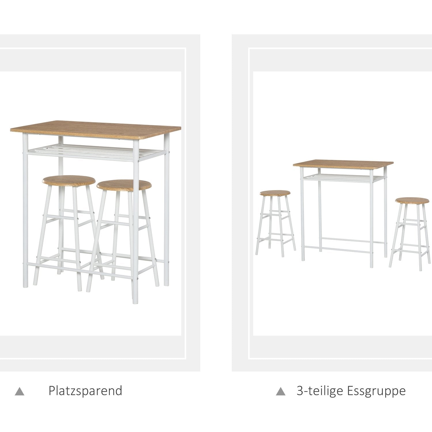 Barbord med stol Kjøkkenbord og stoler med sklisikker dørmatte, barbord og barstol med oppbevaringshylle, Mdf/stål