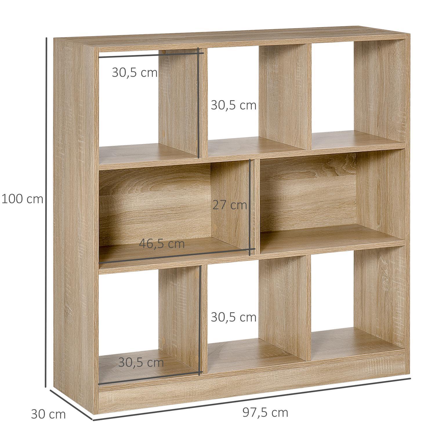 Bokhylle Naturlig 3-lags oppbevaringshylle, kontorhylle, displayhylle for hjemmekontor/stue, 97,5X30X100Cm