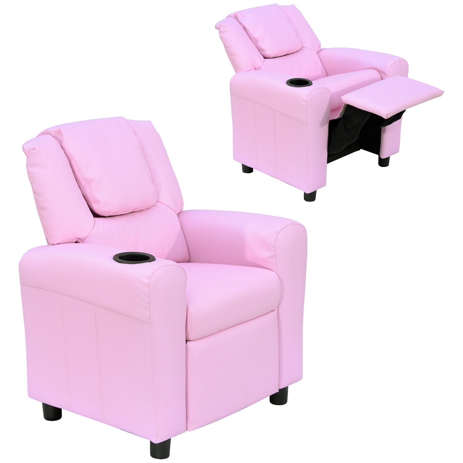 Barnesofa Liggefunksjon Barnestol 3-6 år Rosa koppholder 62X56X69Cm