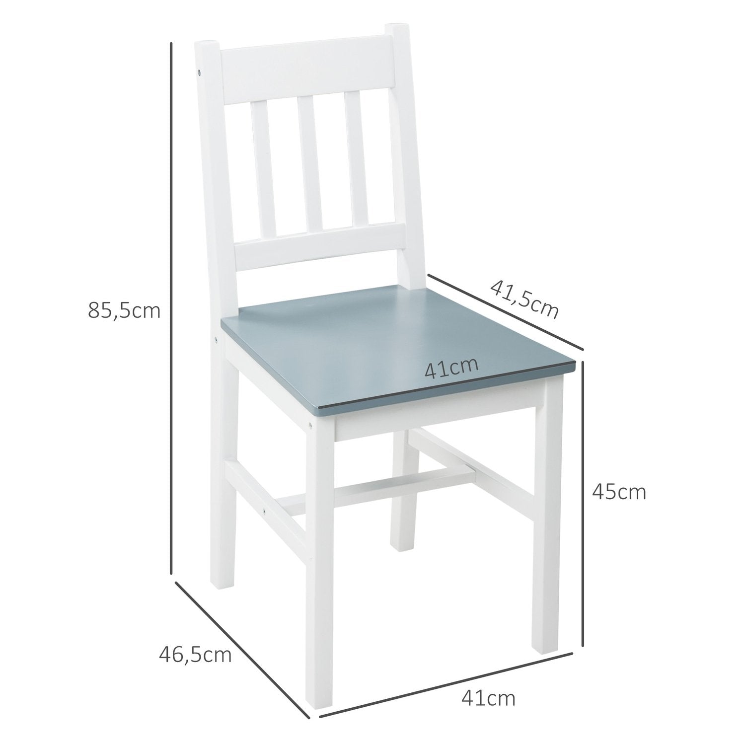 Spisestuestolsett med 2 Kjøkkenstol Ryggstøtte Furu Stuestol Grå 41 X 46,5 X 85,5 Cm