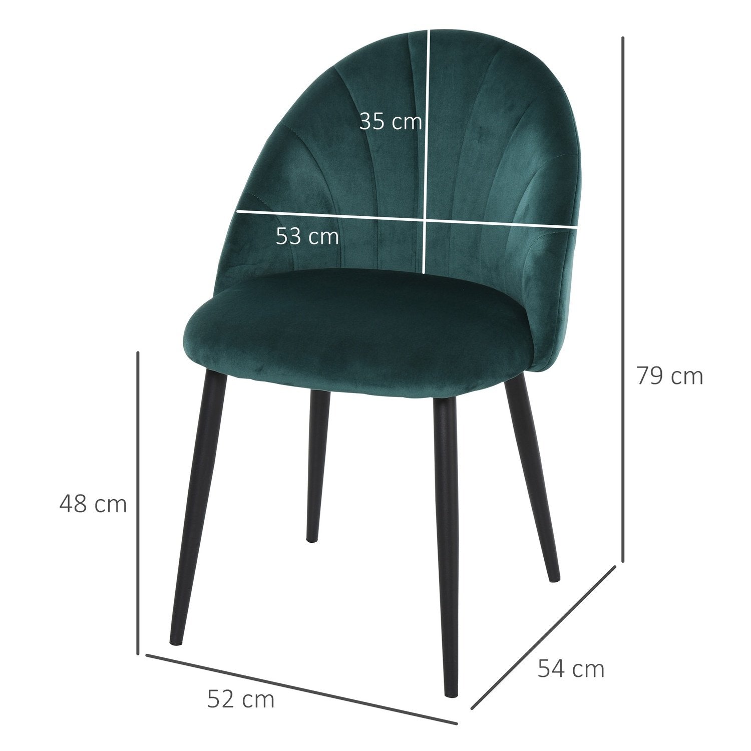 Matsalsstolar Set Med 2 Moderna Köksstolar Skandi Design Vardagsrumsstol Klädd Stol Kontorsstol Sammet Metallgrön 52X54X79Cm