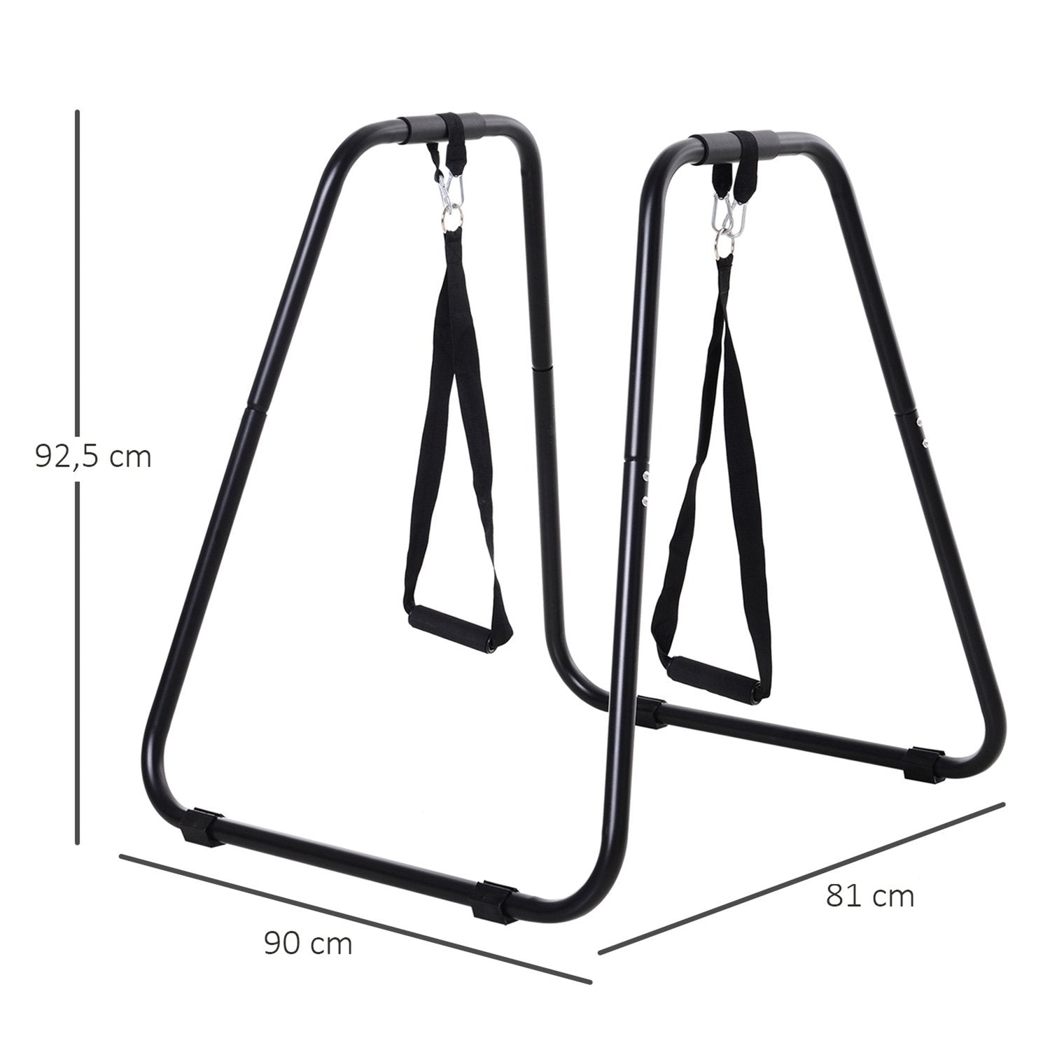 Dipstation stabilt dipstativ med slyngetrener, robust stålramme, svart, 90X81X92,5 cm