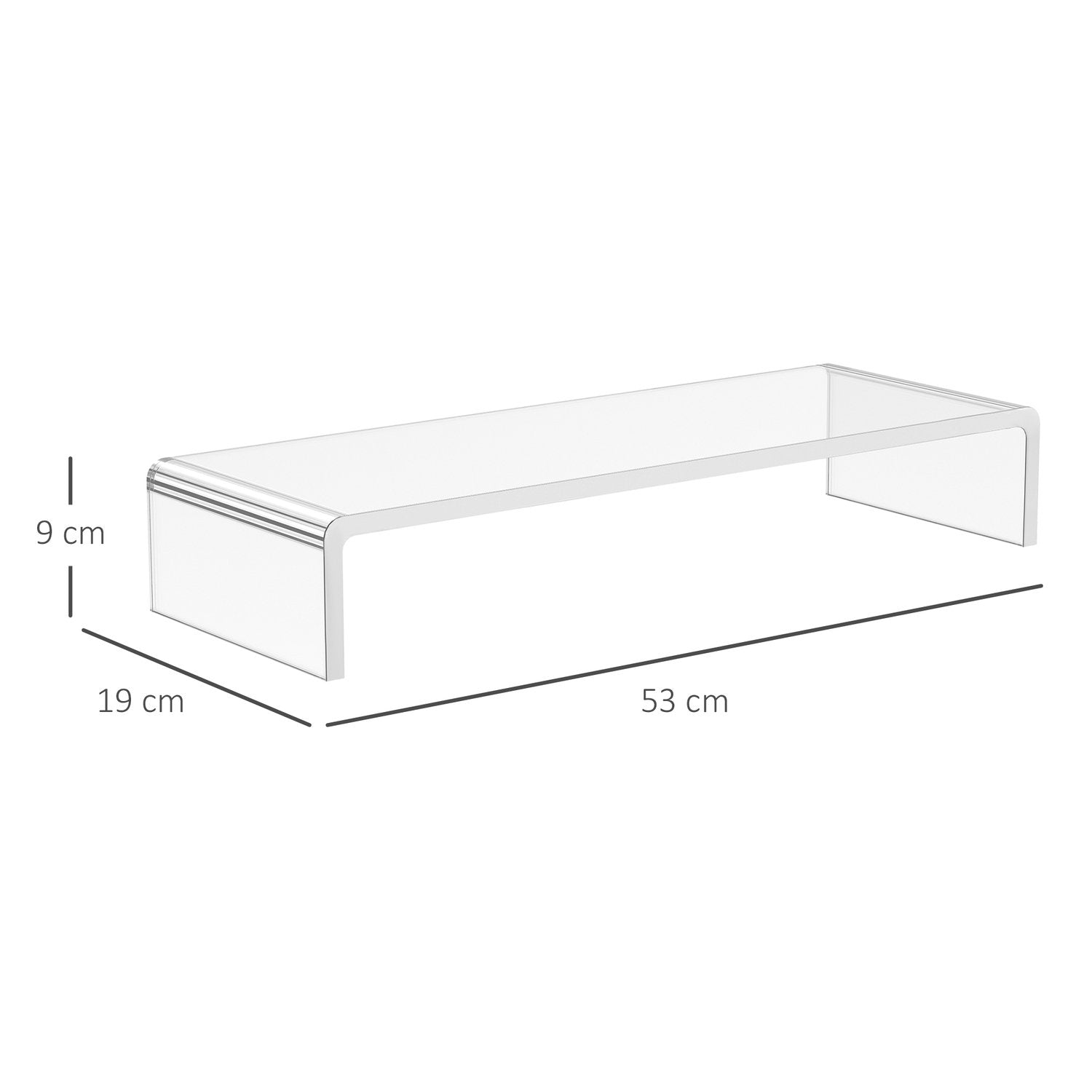 Ergonomisk skjermstativ Akrylskjermstativ for bærbar datamaskin, datamaskin, bærbar datamaskin, gjennomsiktig, 53X19X9Cm