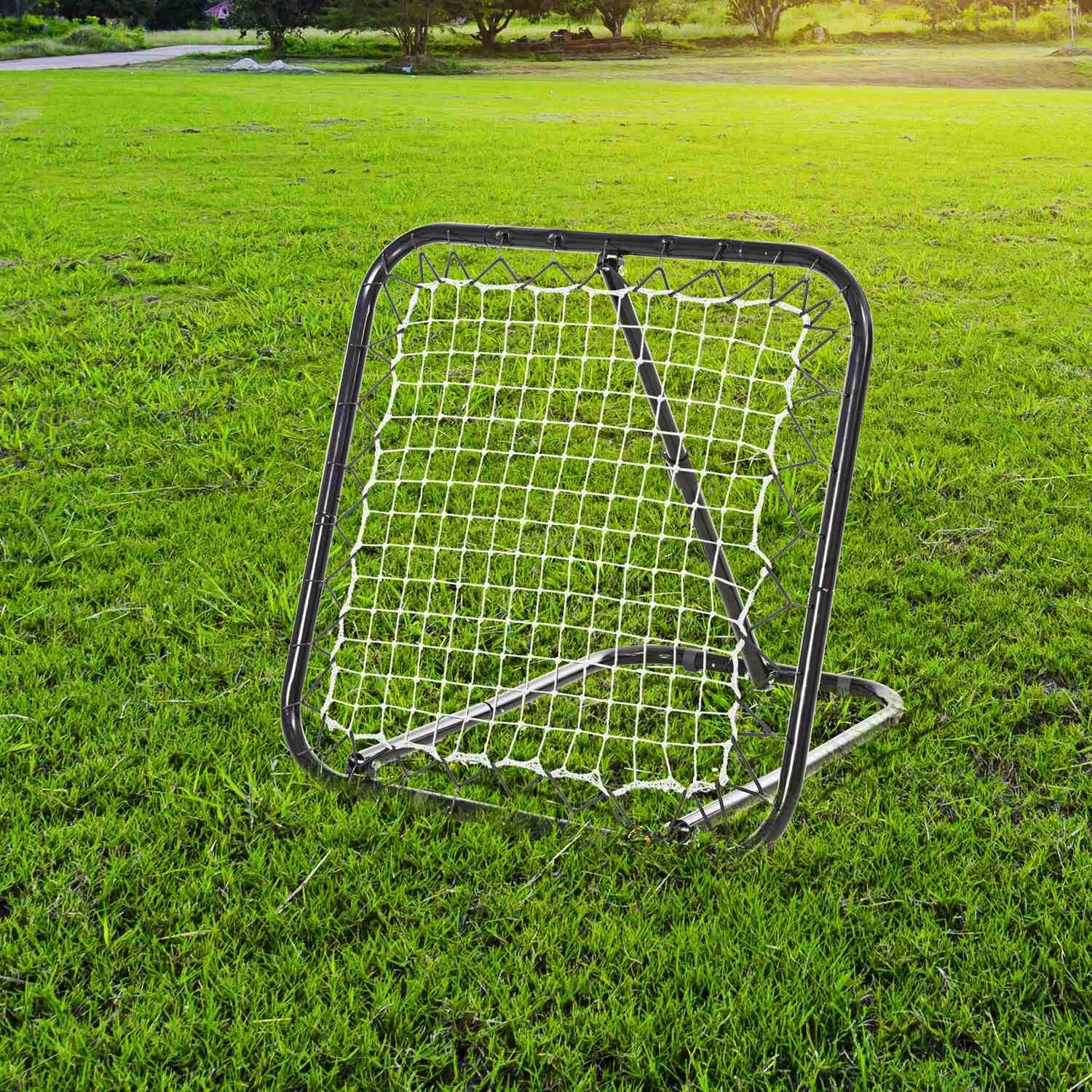 Fotbollsrebounder Vikbar Kickback Goal Rebound Wall 5 Nivåer Baseball Basketball Metall Svart 78X84X65-78Cm