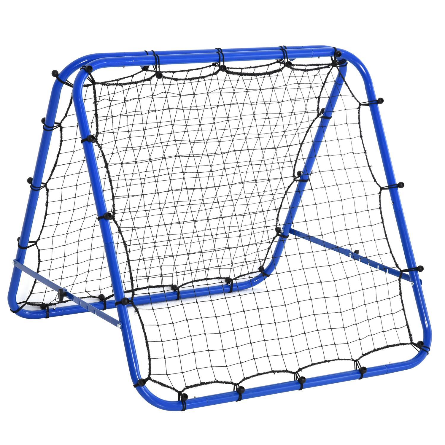 Football Rebounder Kickback Goal Rebound Veggnett Dobbeltsidig Rebound Justerbar i 5 nivåer Stålblå 100 X 95 X 90 Cm