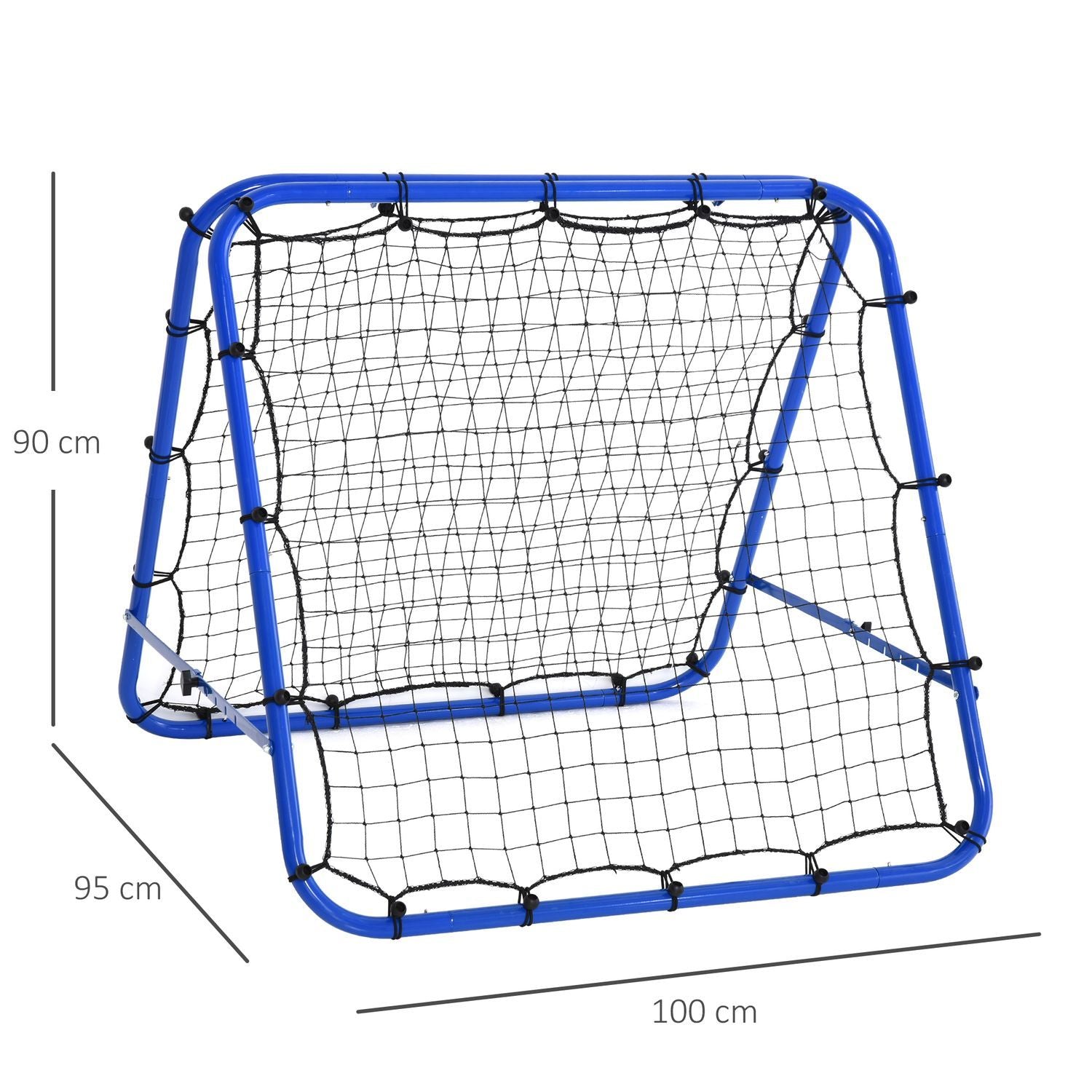 Football Rebounder Kickback Goal Rebound Veggnett Dobbeltsidig Rebound Justerbar i 5 nivåer Stålblå 100 X 95 X 90 Cm